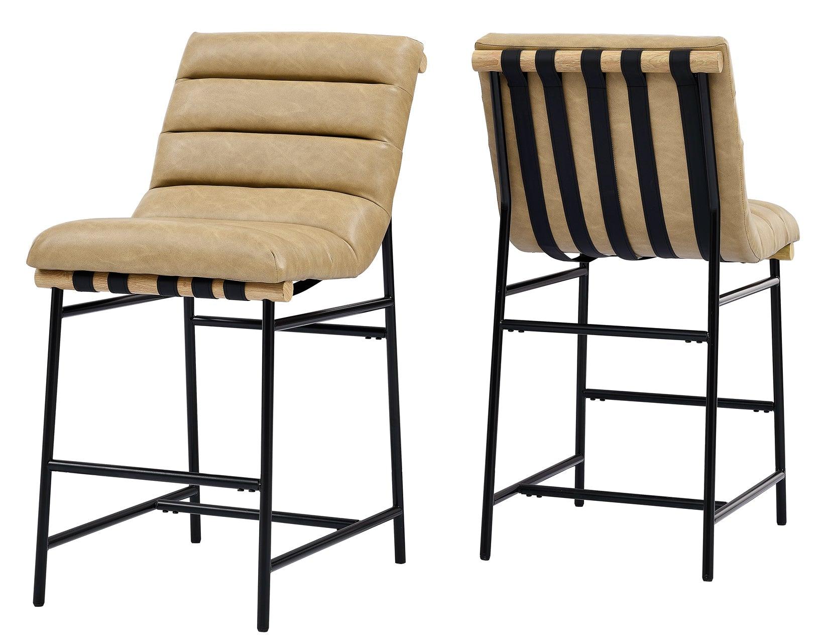 Nicco 30-inch Bar Chair, Sand Vegan Leather Fabric - Image 2