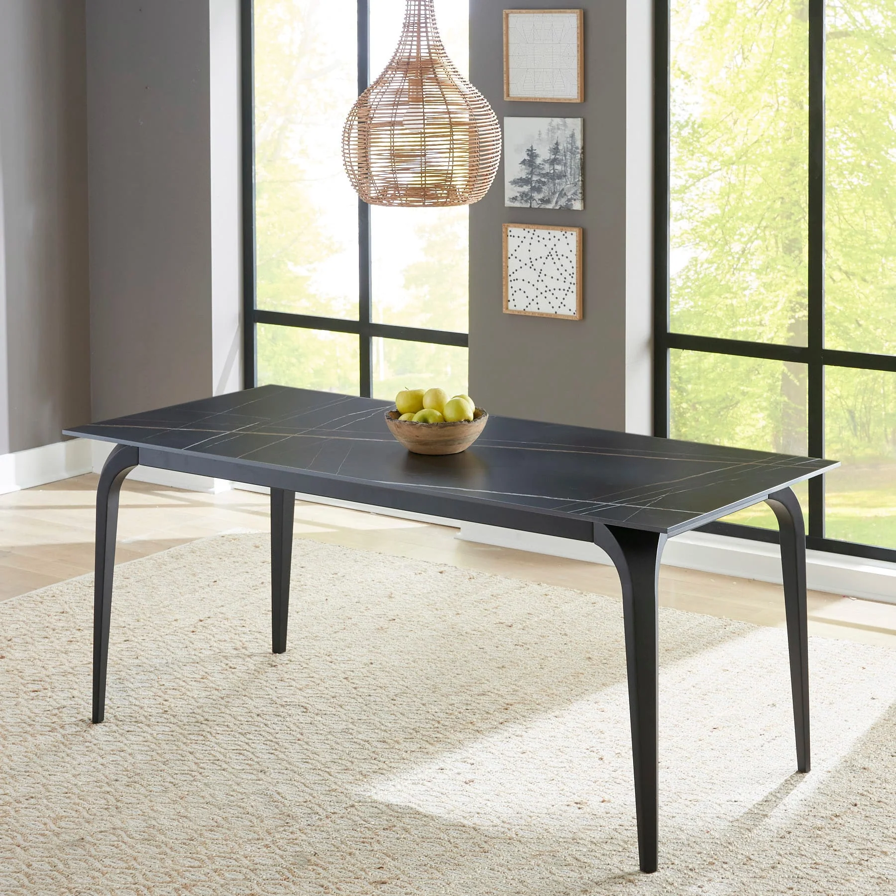 Nicoya Black Stone Top Rectangular Dining Table - Image 2