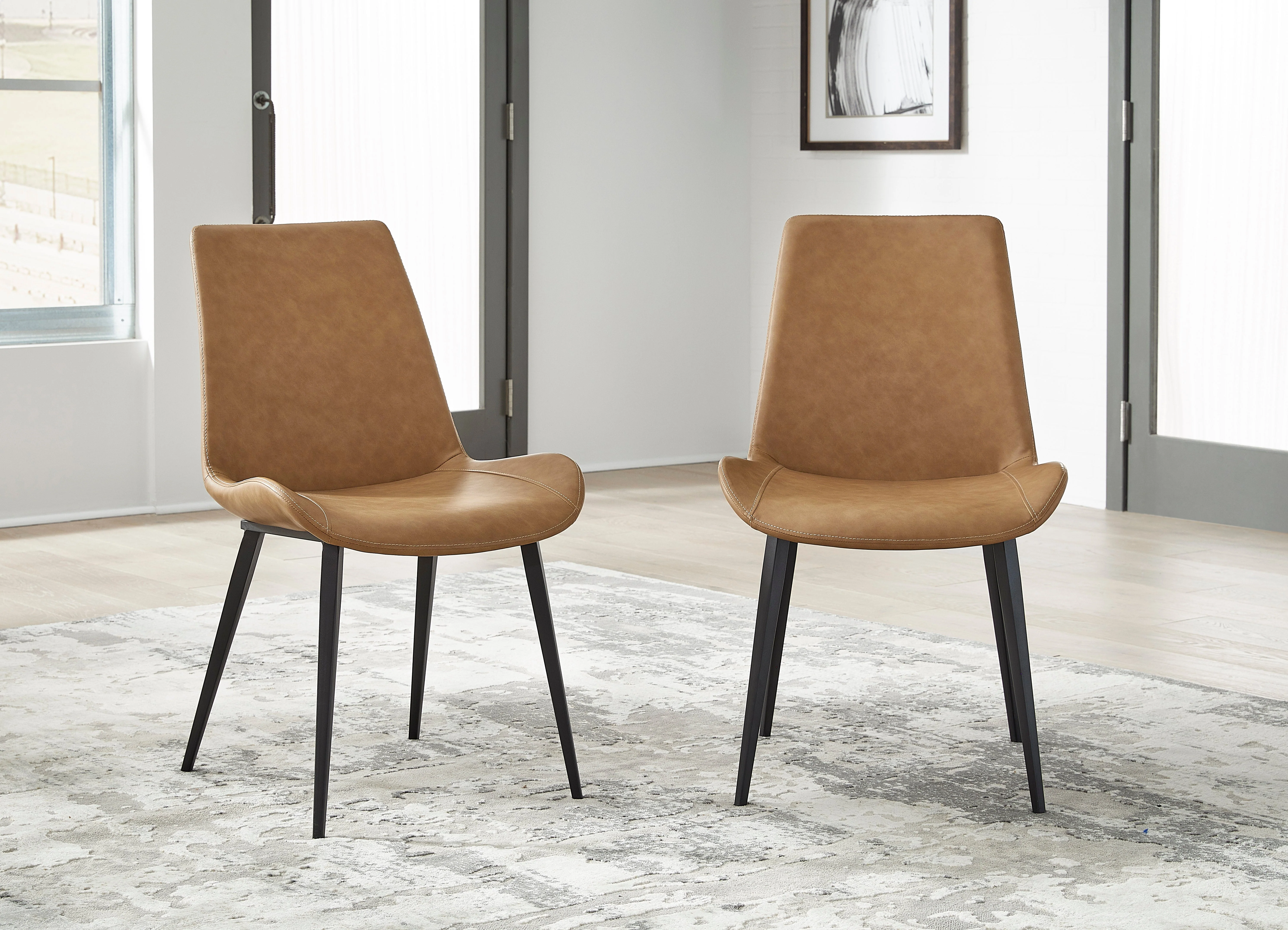 Nicoya Upholstered Dining Chair in Buckskin Synthetic Leather and Black (Set of 2) - Image 2