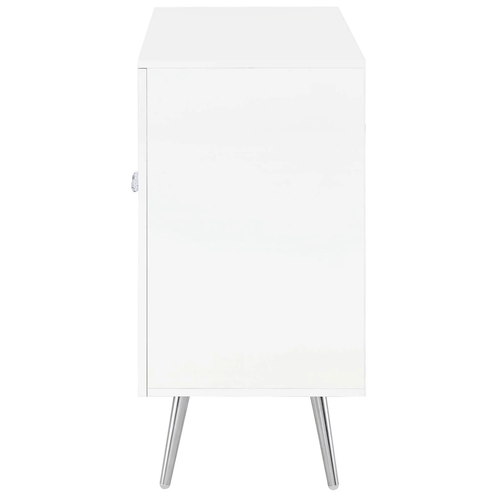 Nieta White High Gloss/Chrome 2-Tier Accent Cabinet with Glass Shelf - Image 5