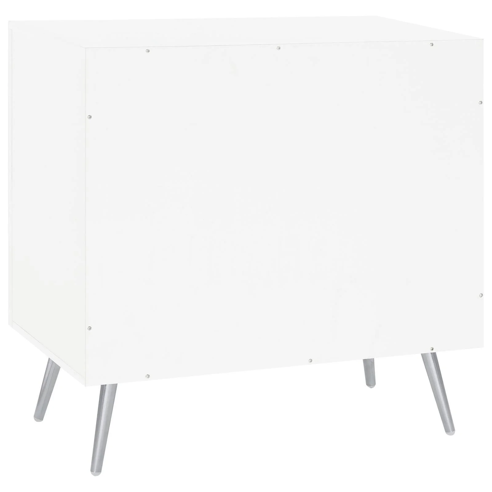 Nieta White High Gloss/Chrome 2-Tier Accent Cabinet with Glass Shelf - Image 6