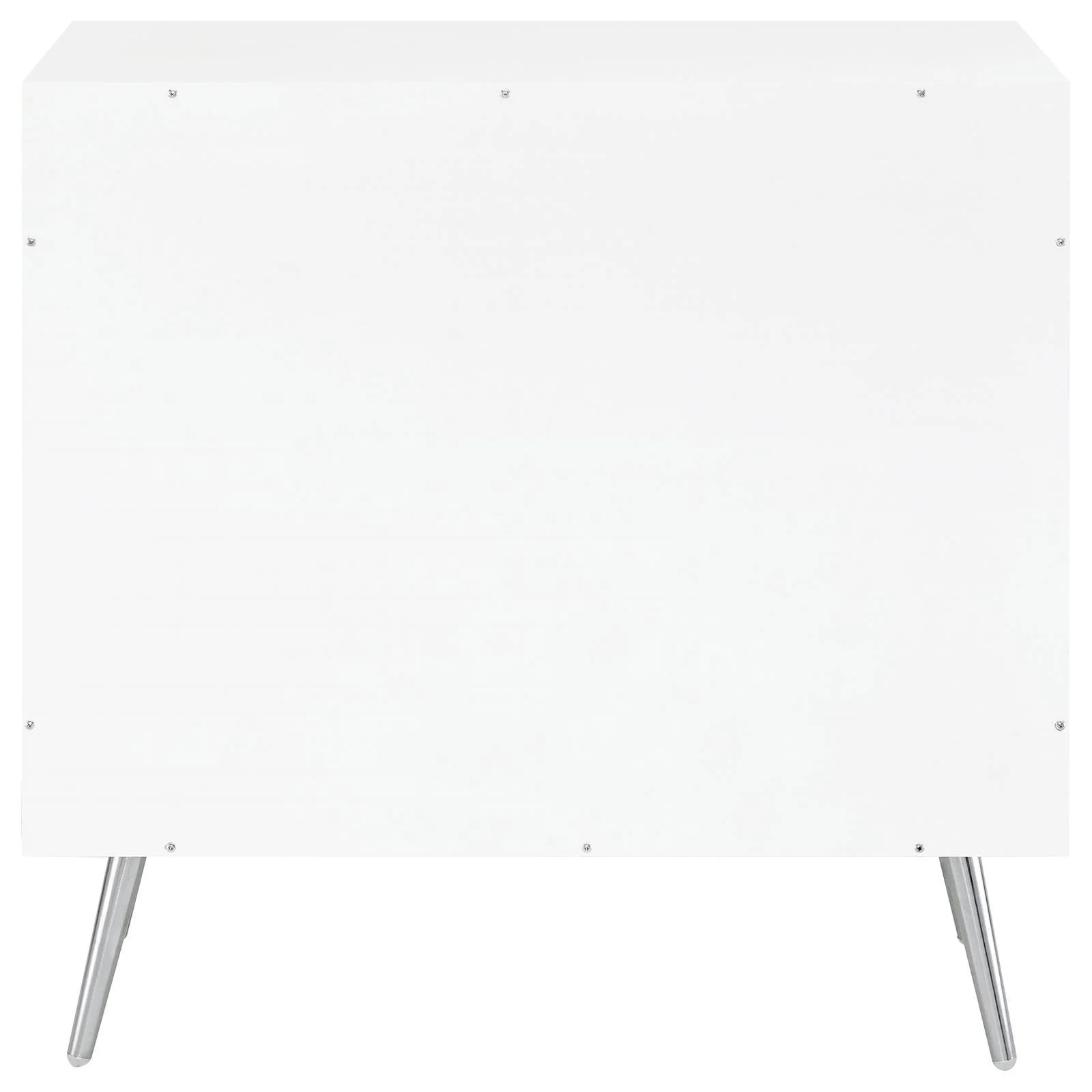 Nieta White High Gloss/Chrome 2-Tier Accent Cabinet with Glass Shelf - Image 7