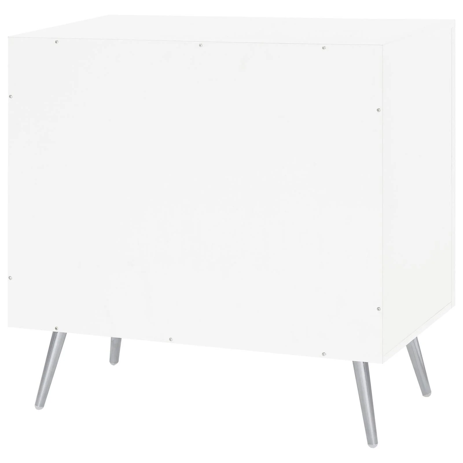 Nieta White High Gloss/Chrome 2-Tier Accent Cabinet with Glass Shelf - Image 8