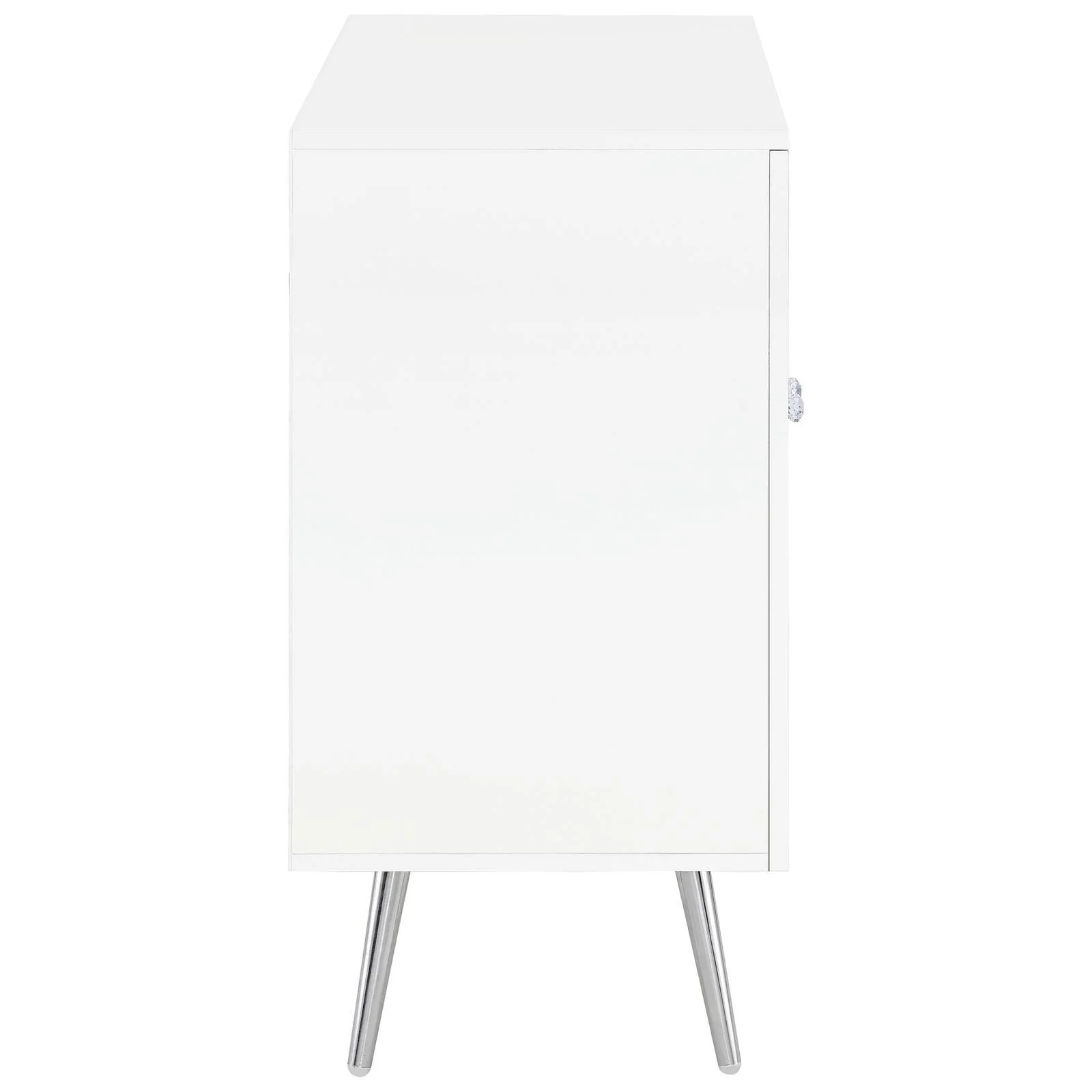 Nieta White High Gloss/Chrome 2-Tier Accent Cabinet with Glass Shelf - Image 9