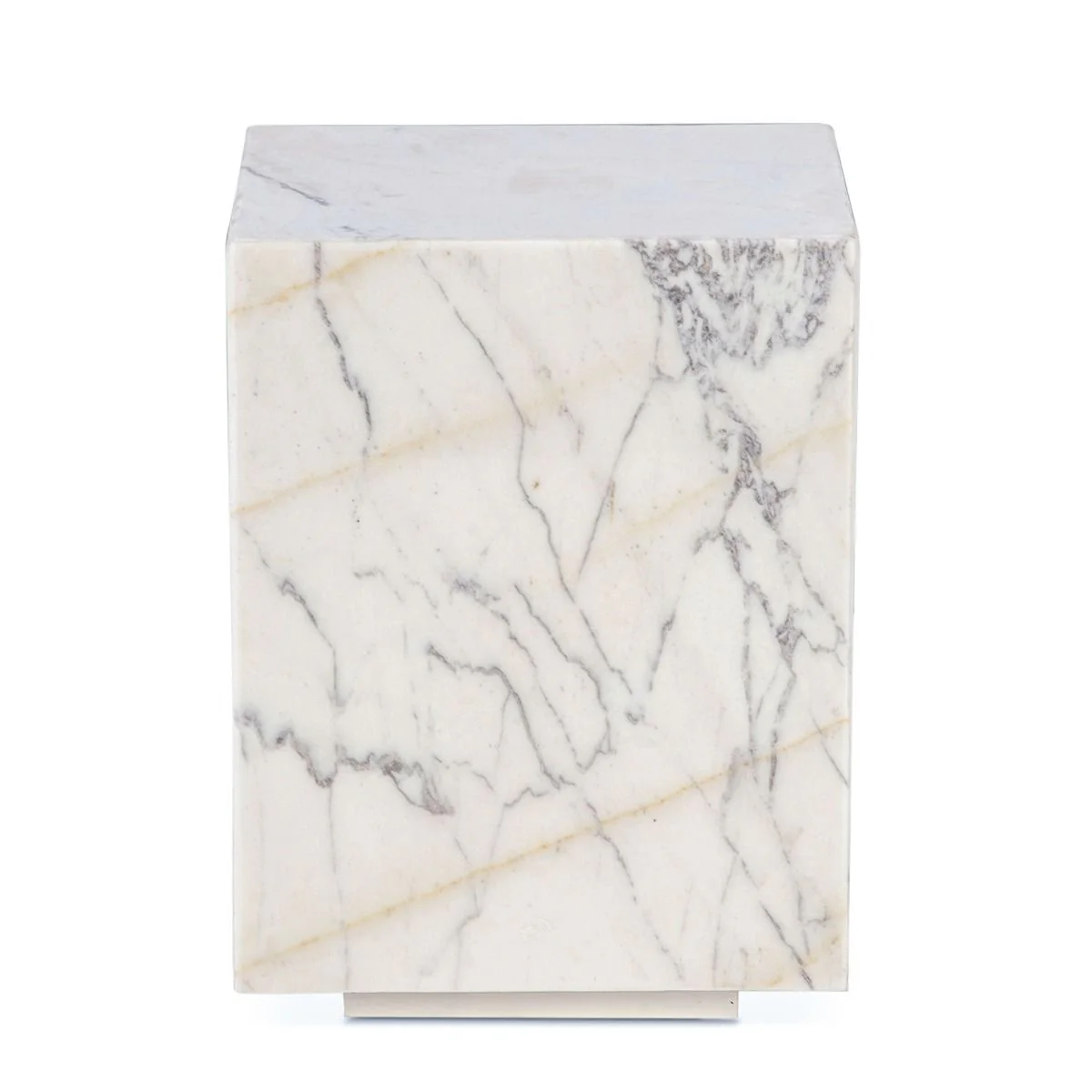 Nile 15" Drum Side Table in Alabaster Marble - Image 2