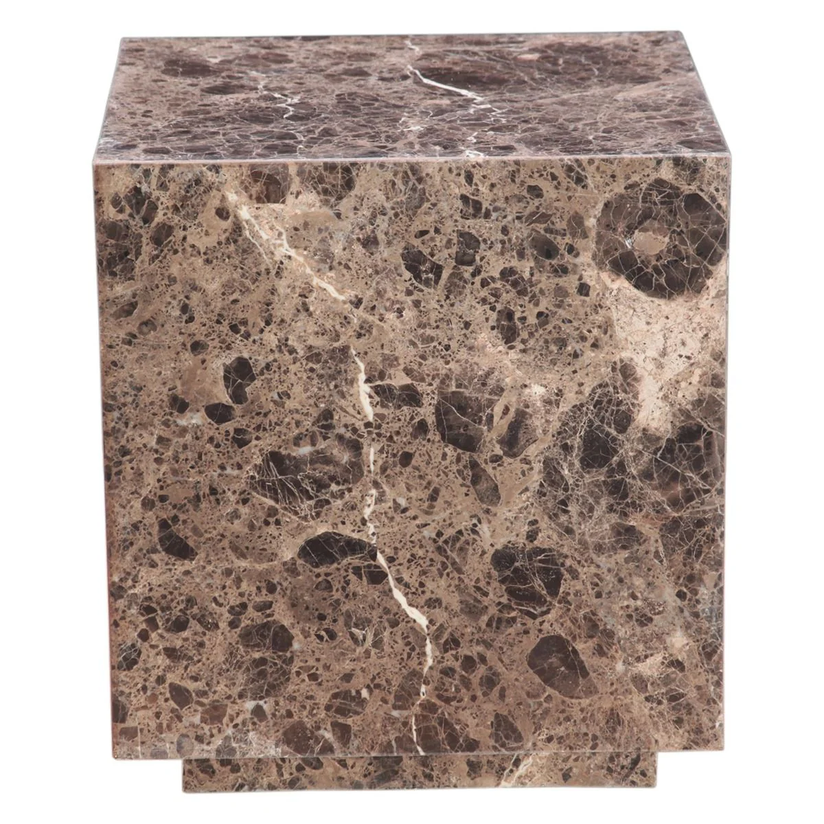 Nile 22" Drum Side Table in Dark Emperador Marble - Image 2
