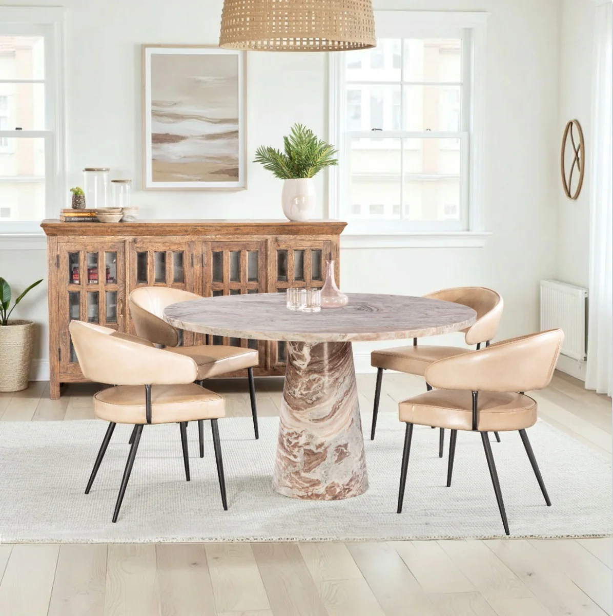 Nile 48" Round Dining Table in Brown Toronto Marble - Image 4