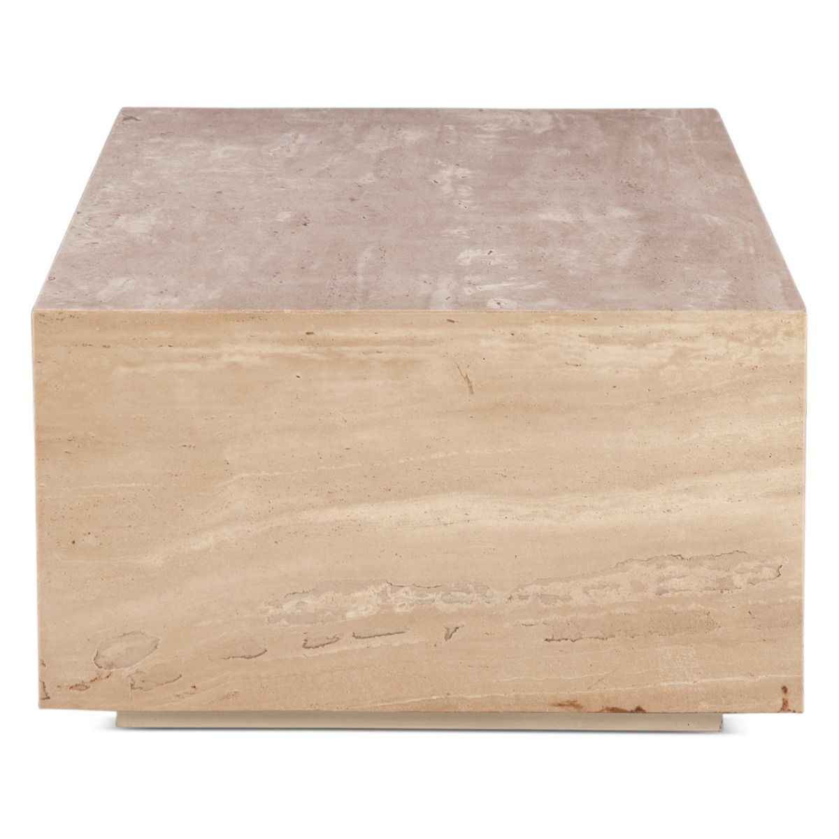 Nile 50" Drum Coffee Table in Travertine Stone - Image 4