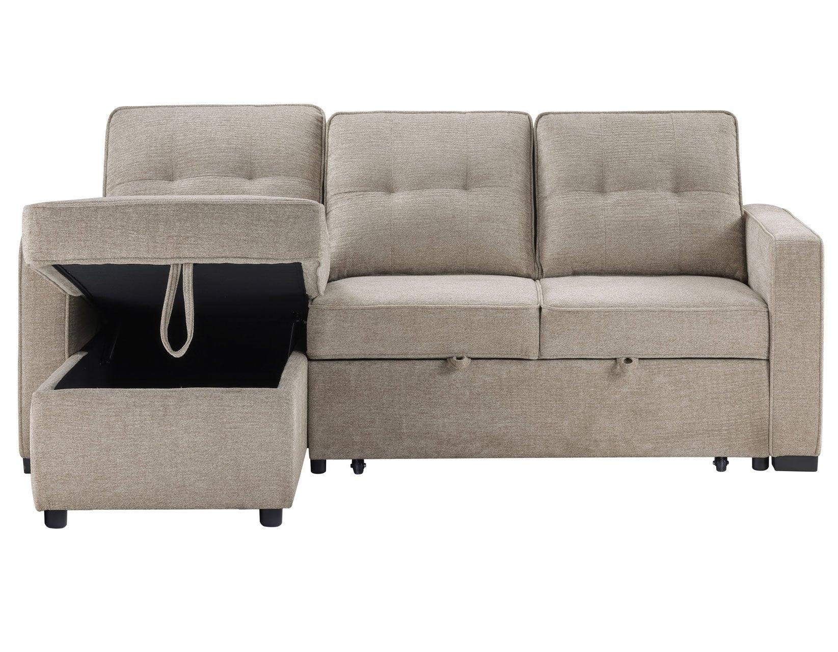 Noah Flippable, Convertible Storage Sleeper Chofa, Tan - Image 10