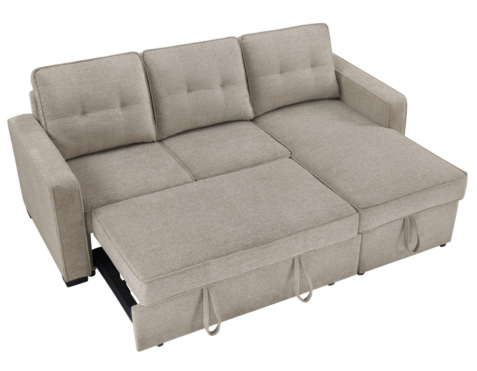 Noah Flippable, Convertible Storage Sleeper Chofa, Tan - Image 11