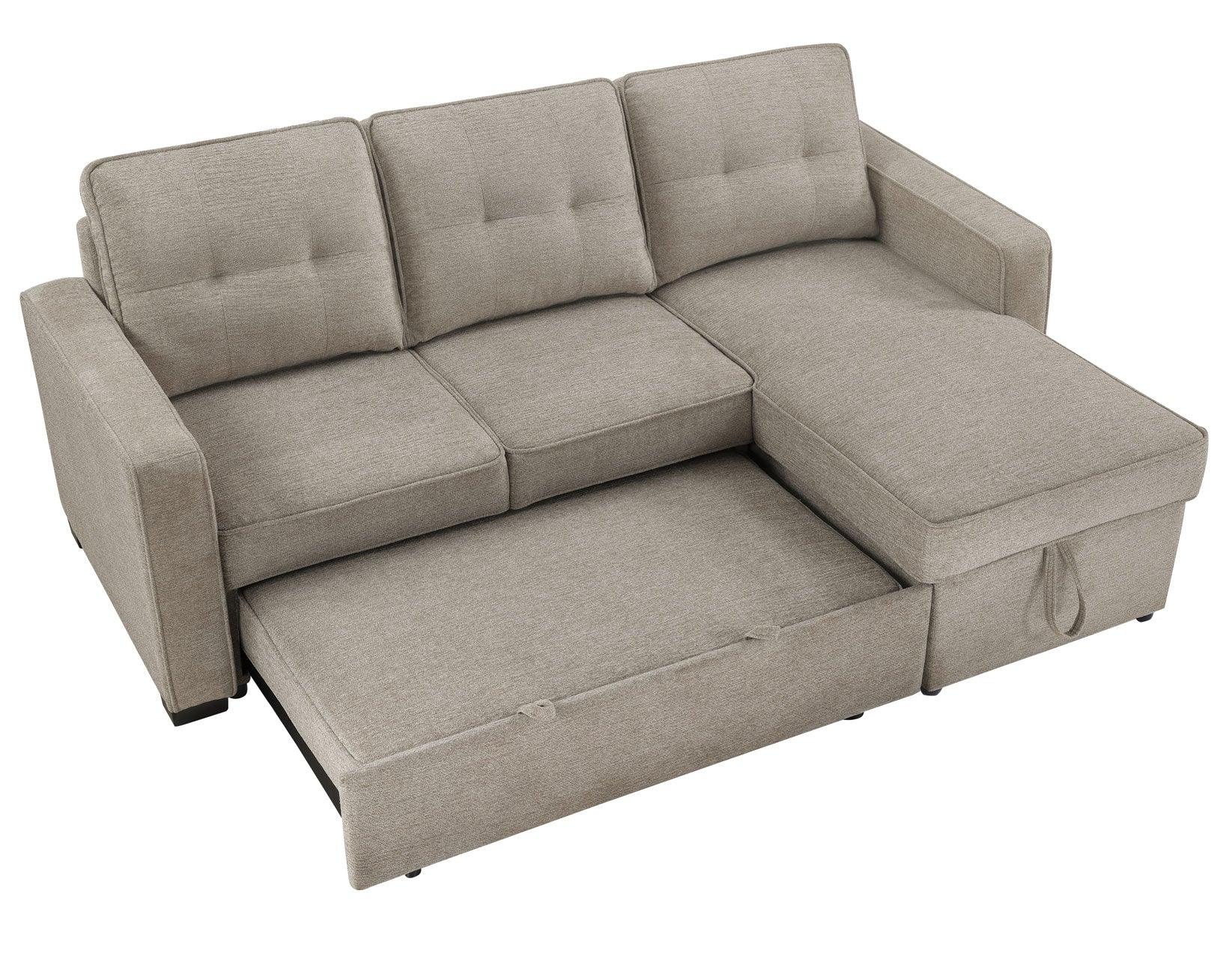 Noah Flippable, Convertible Storage Sleeper Chofa, Tan - Image 12