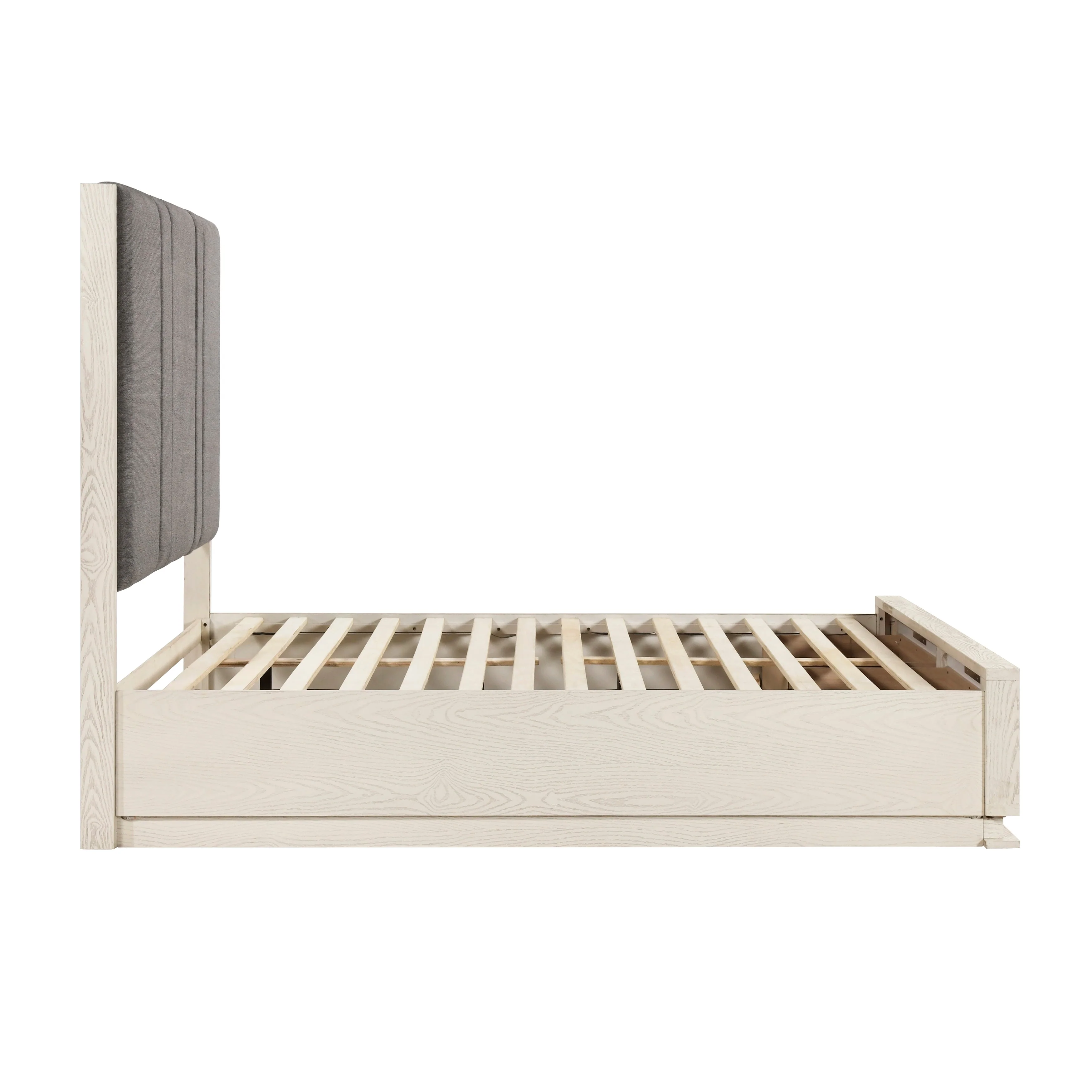 Noctis White/Light Gray California King Led Storage Platform Bed - Image 5