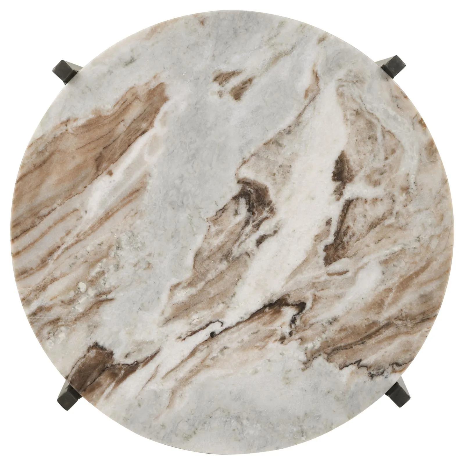 Noemie White and Gunmetal Round Marble Top Accent Side Table - Image 4