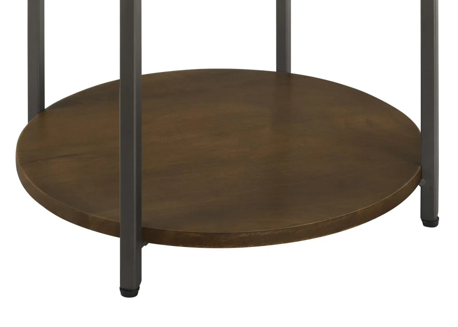 Noemie White and Gunmetal Round Marble Top Accent Side Table - Image 6