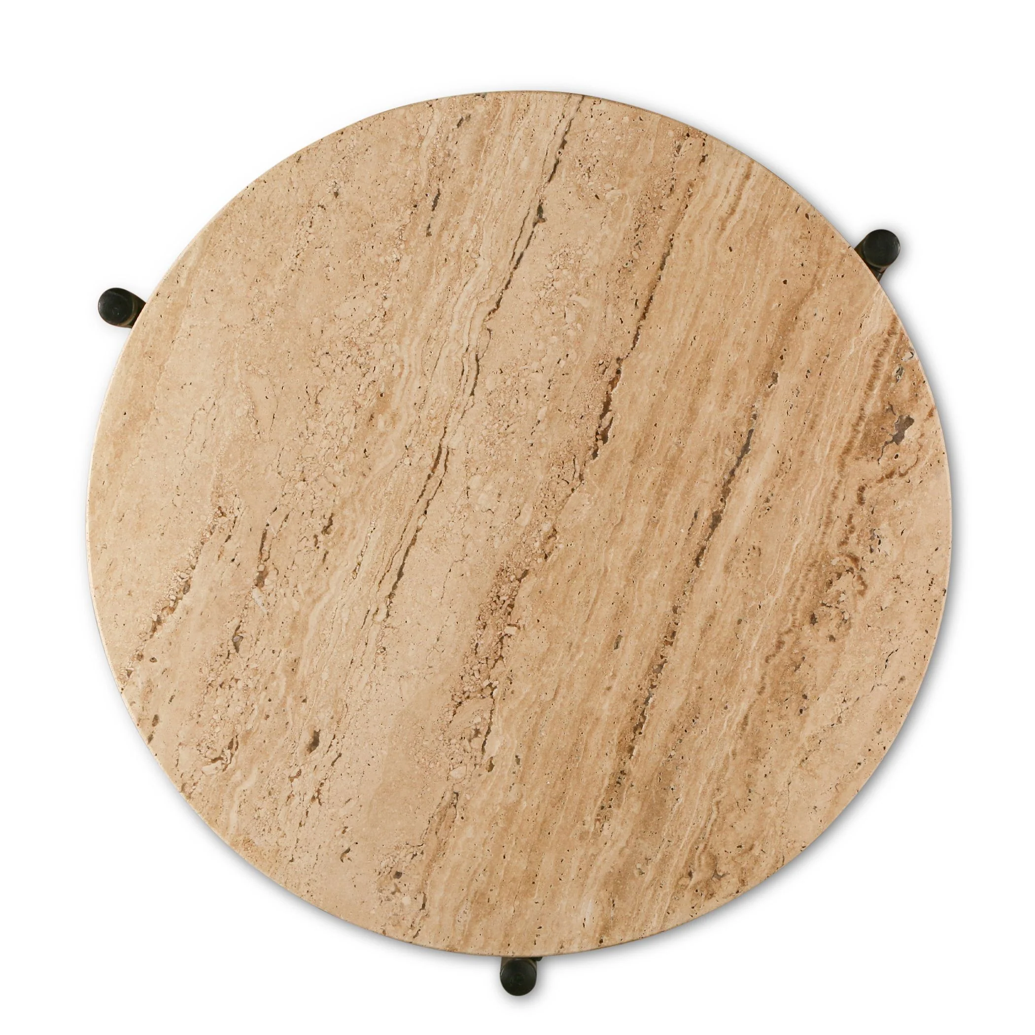 Nola 18" Side Table Table in Travertine Stone and Iron - Image 2
