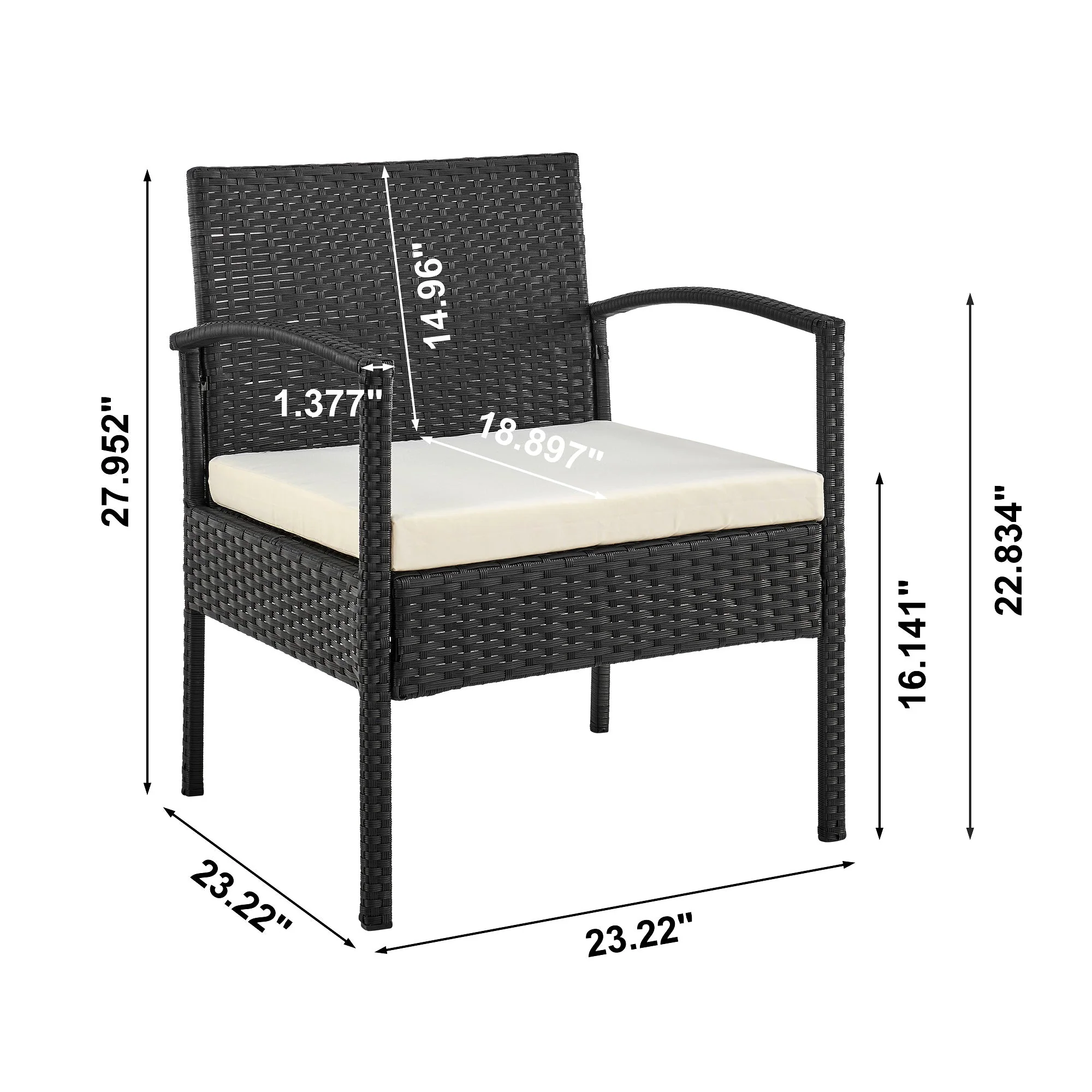 Noli Patio 4-Person Conversation Set with Coffee Table with Cream Cushions - Image 5