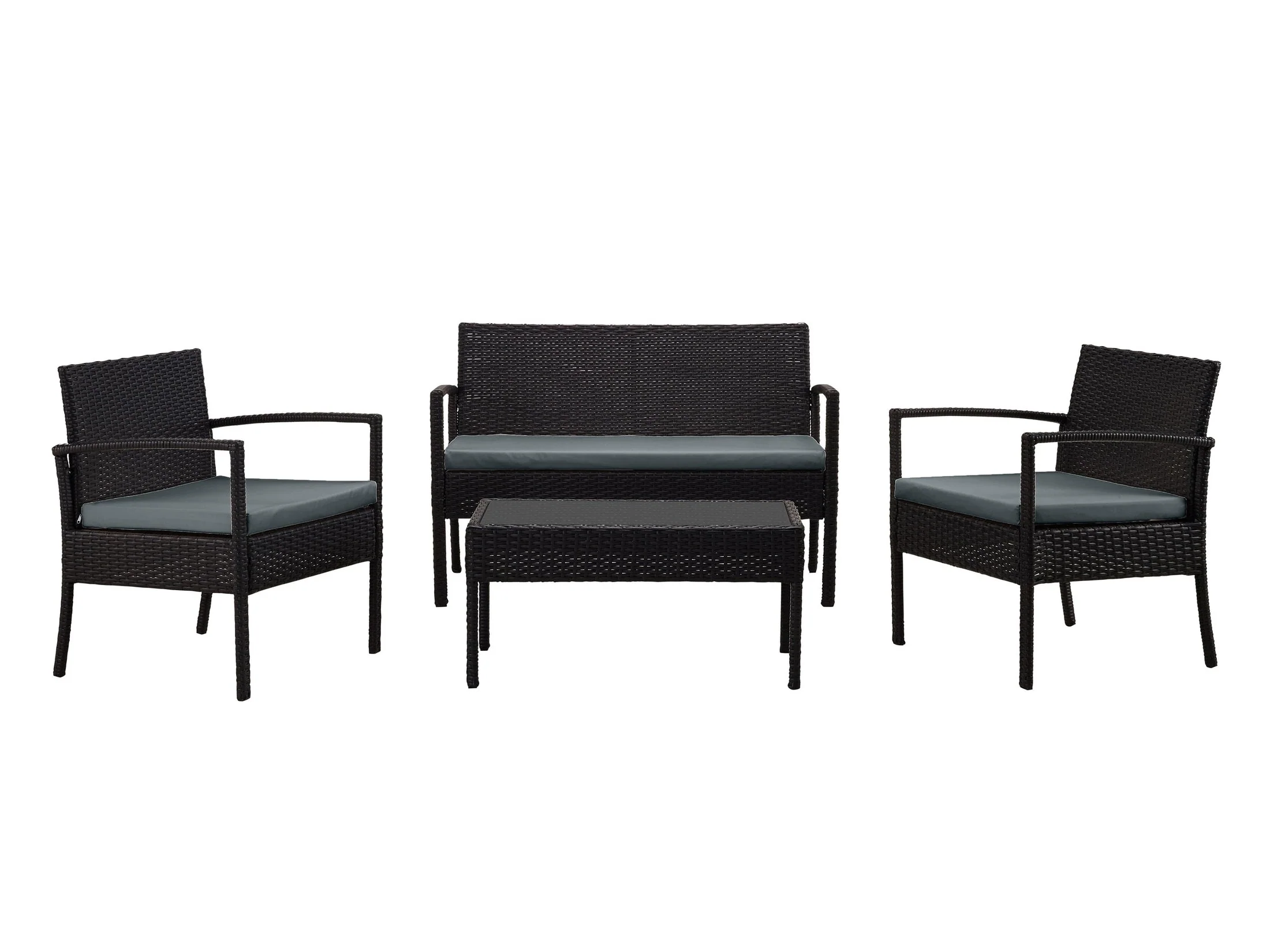 Noli Patio 4-Person Conversation Set with Coffee Table with Grey Cushions - Image 2
