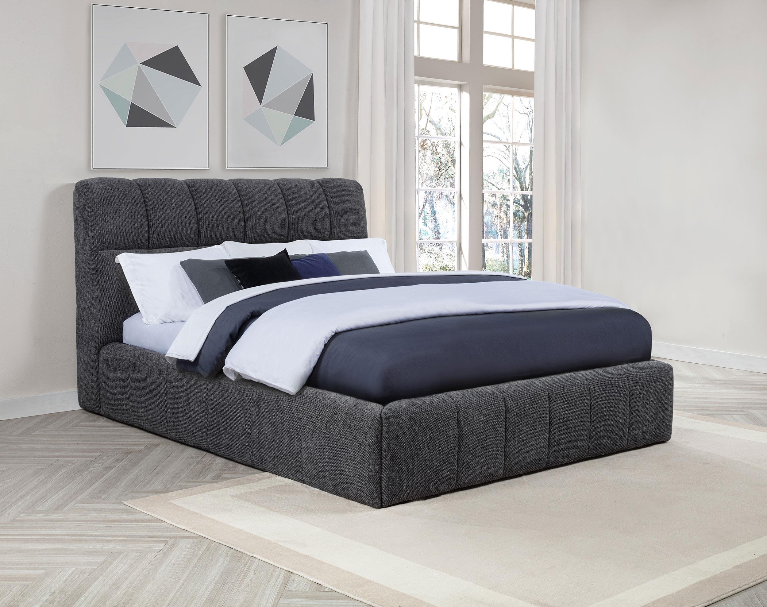Nollet Gray 48-inch Upholstered Eastern King Platform Bed