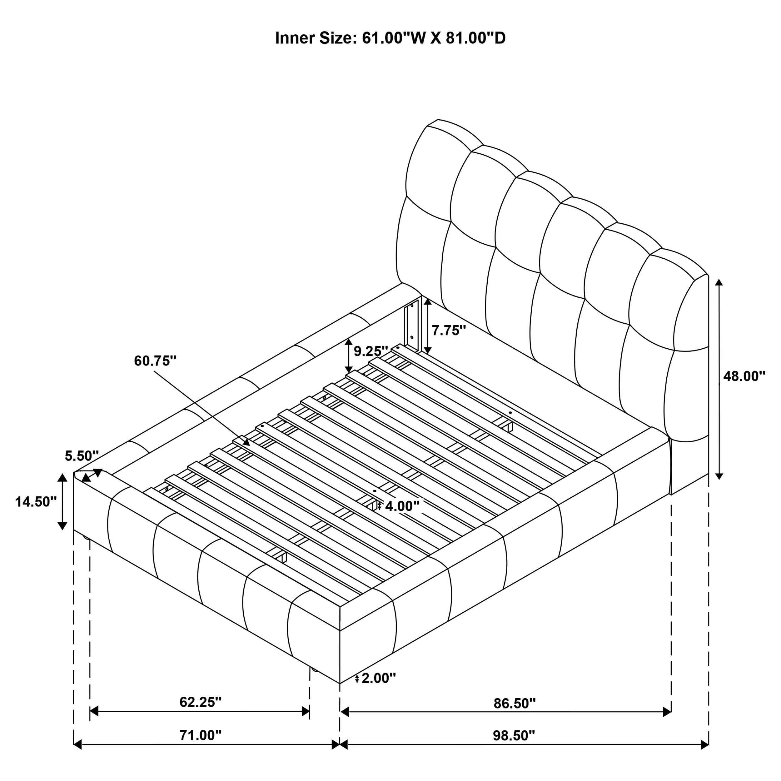 Nollet Grey 48-inch Upholstered Queen Panel Platform Bed - Image 9