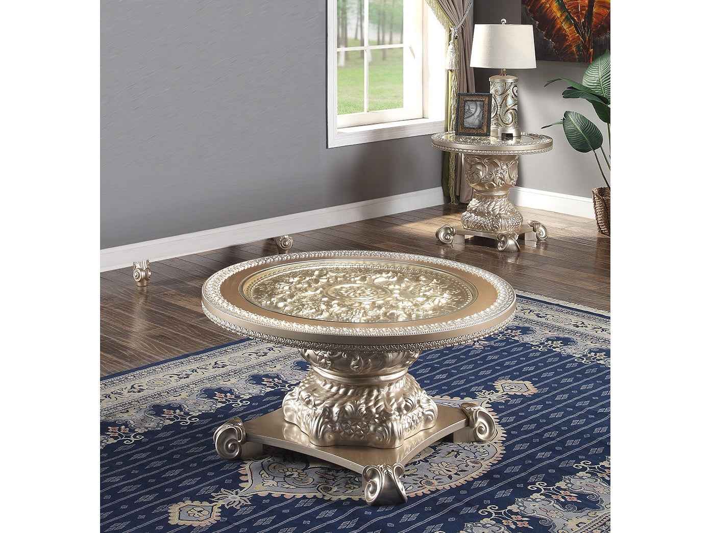 HD-328C Champagne Gold 3-Piece Coffee Table Set