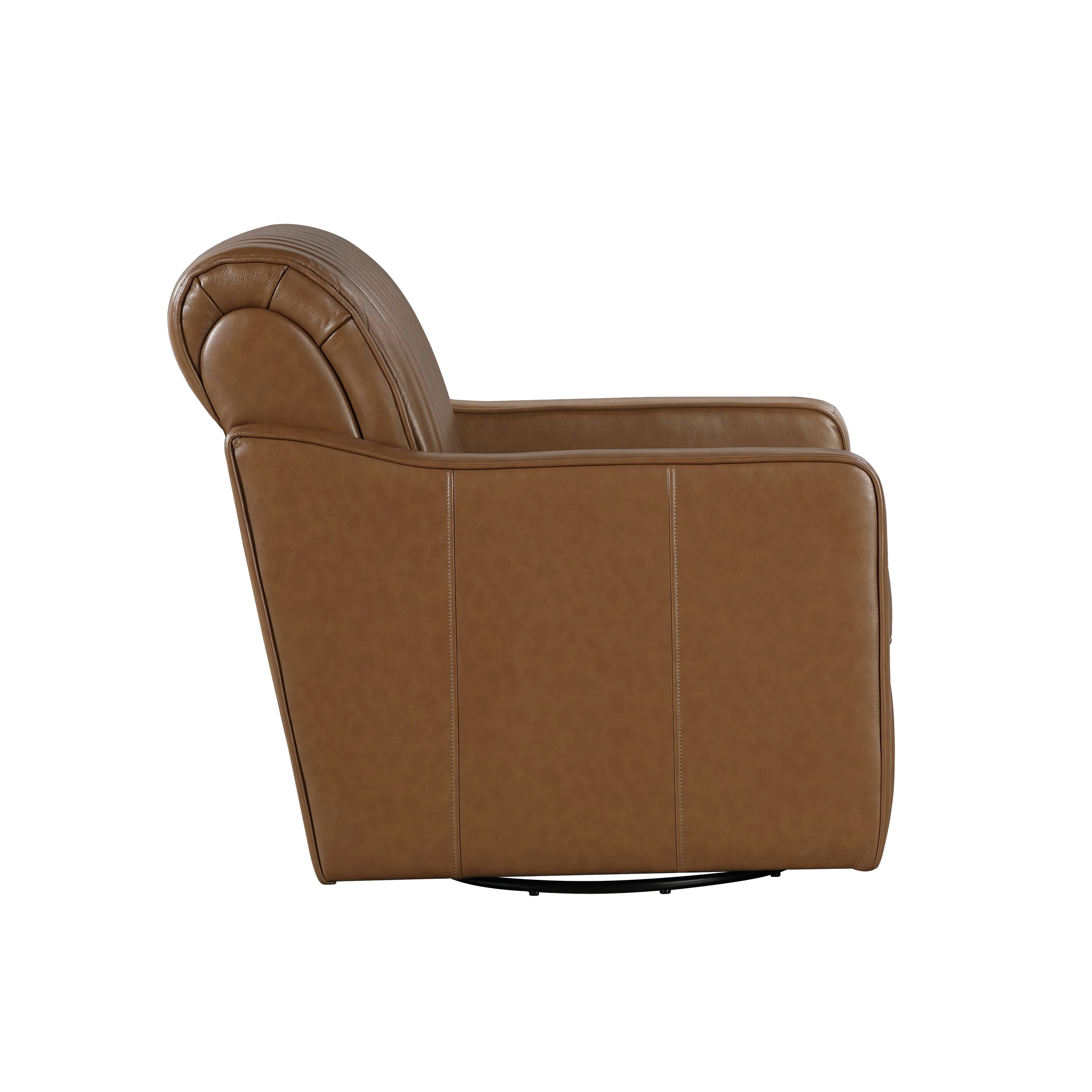 November Brown Leather Channel Back Swivel Chair - Image 4
