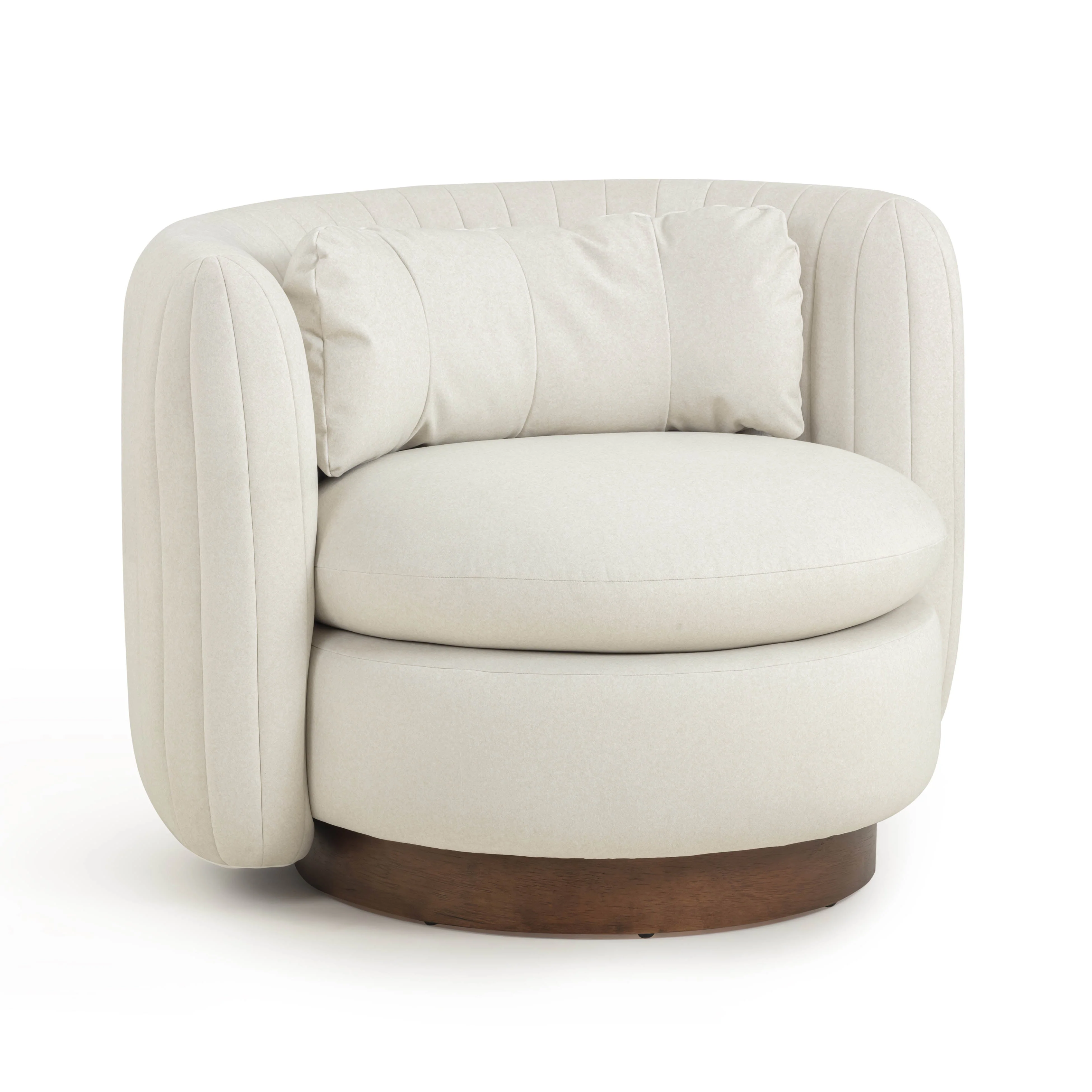 Nura Cream Vegan Mohair Swivel Accent Chair - Image 3