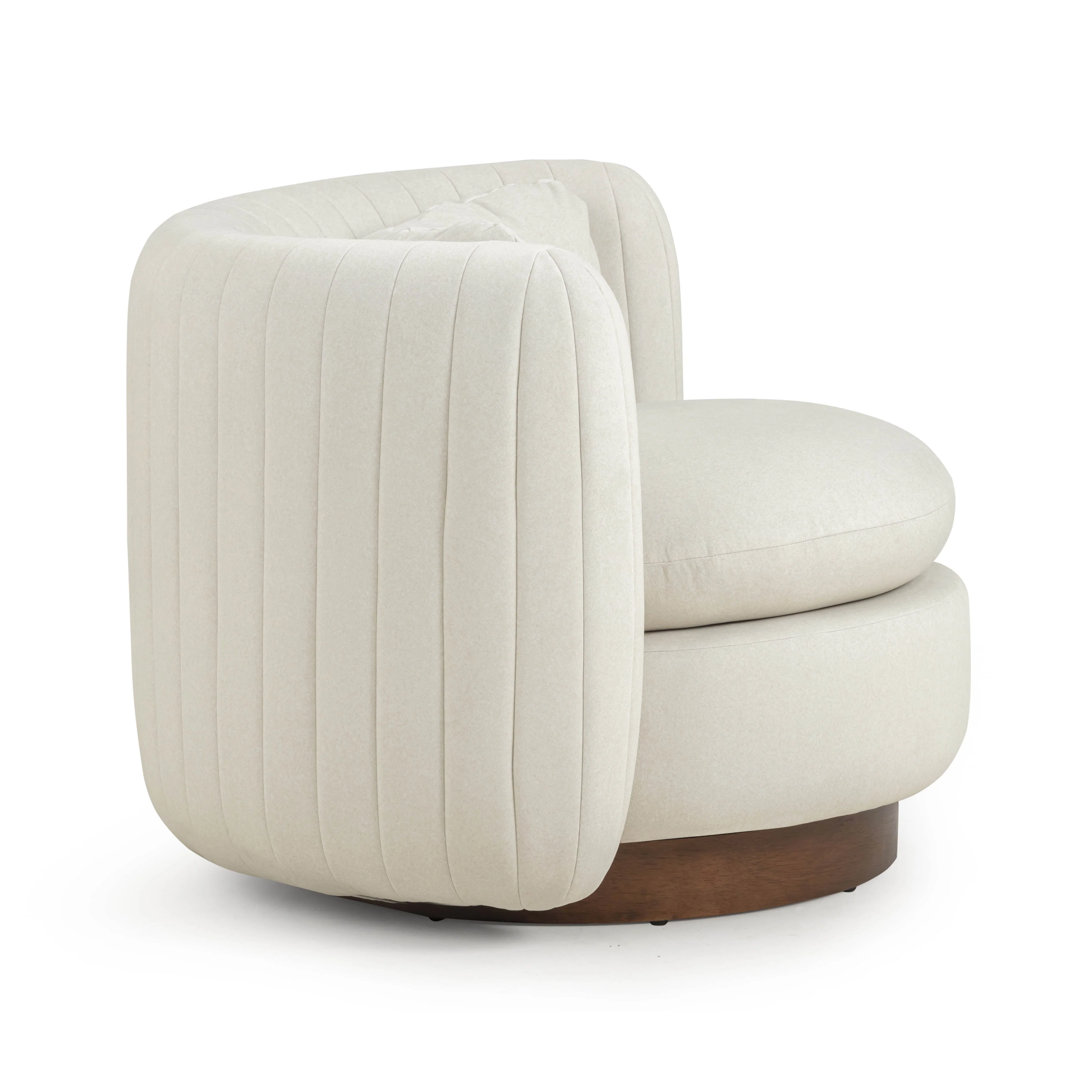 Nura Cream Vegan Mohair Swivel Accent Chair - Image 4