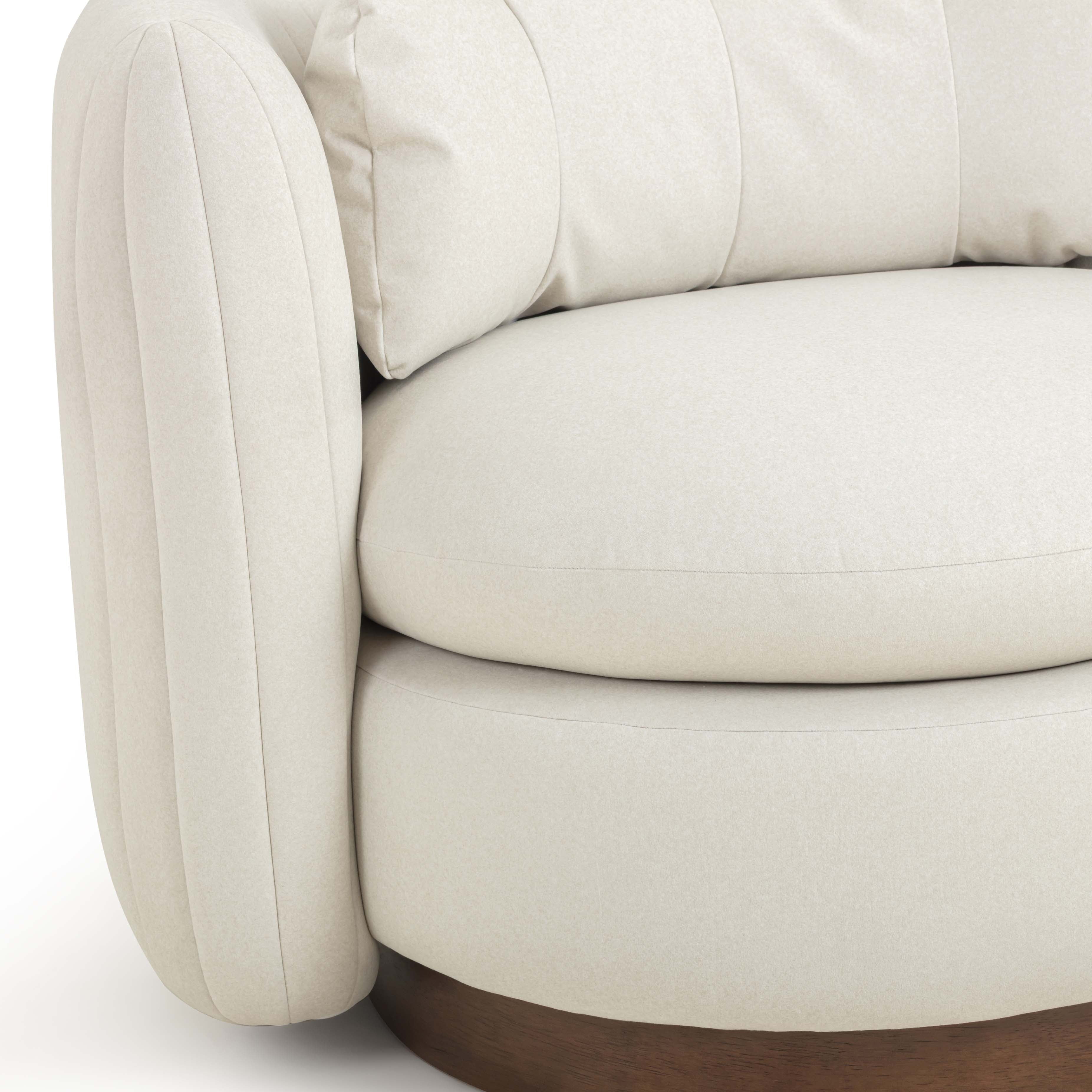 Nura Cream Vegan Mohair Swivel Accent Chair - Image 6