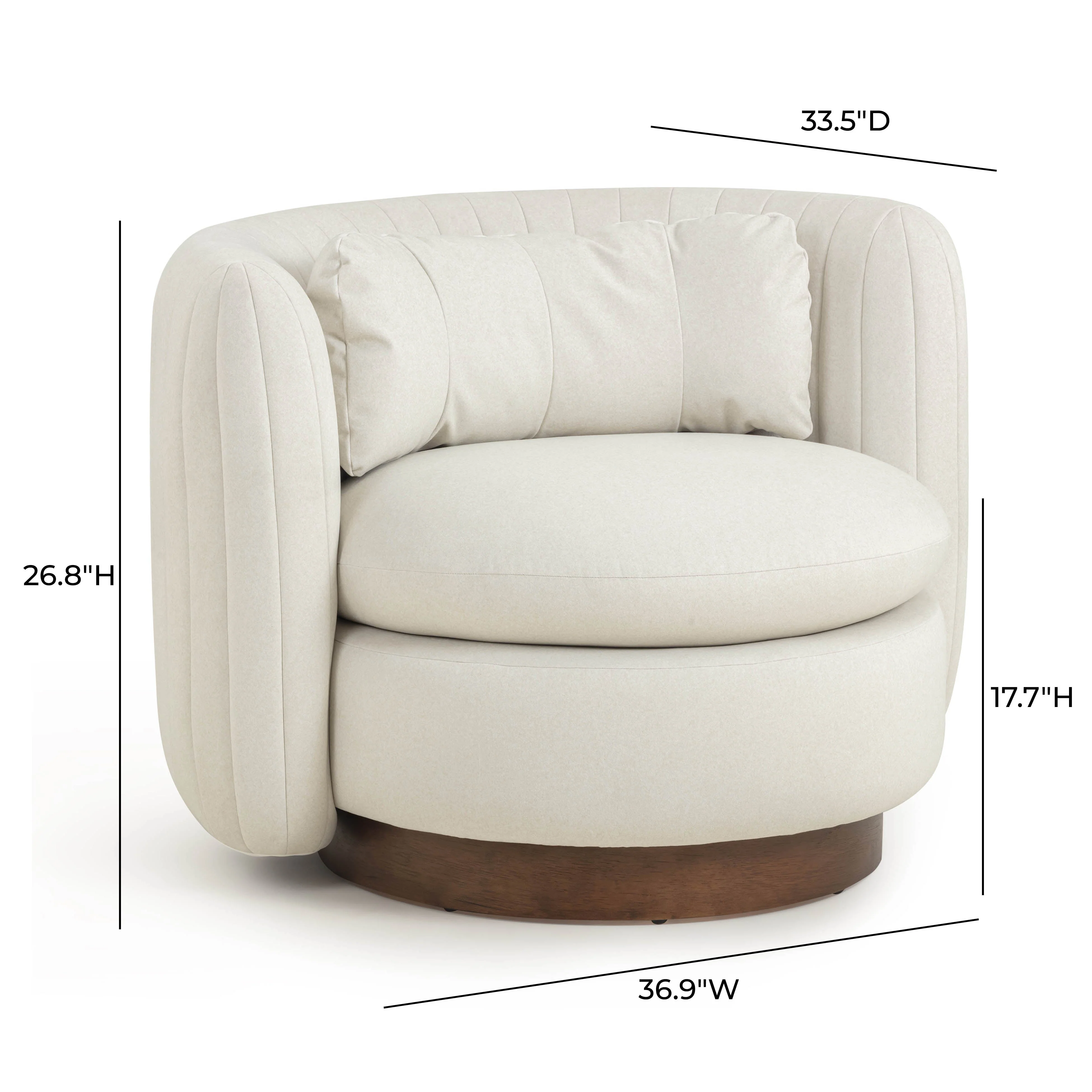 Nura Cream Vegan Mohair Swivel Accent Chair - Image 7