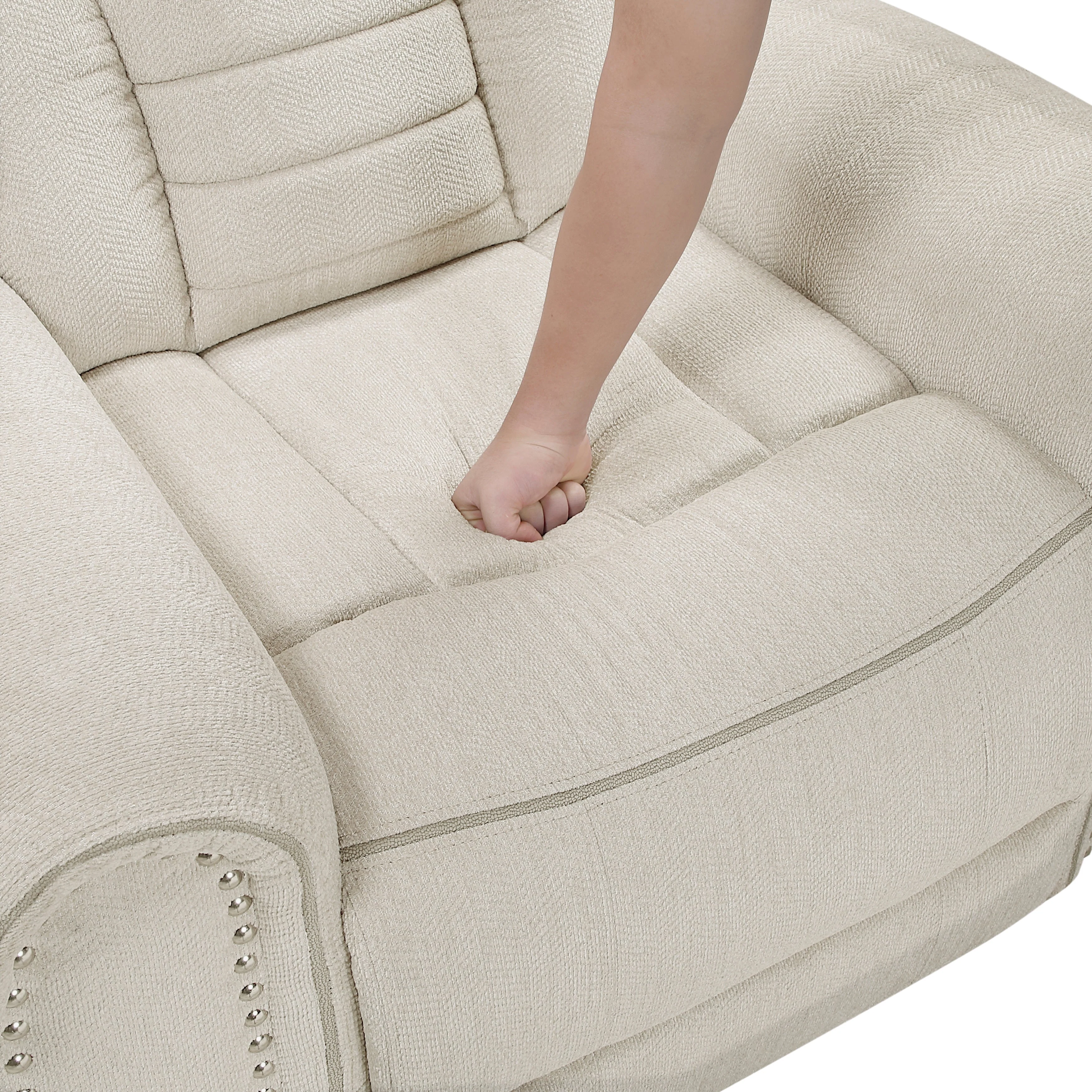Nutmeg Beige Double Reclining Living Room Set - Image 20
