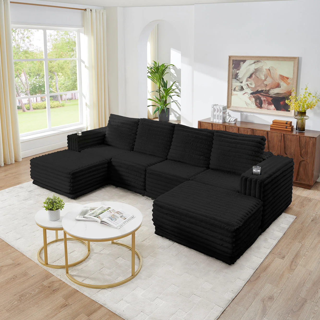 Nuve Black 6-Piece Sectional