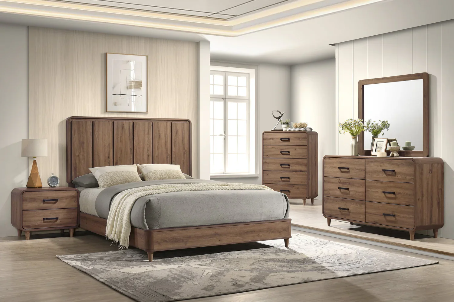 Nyomi Light Brown King Panel Bed - Image 4
