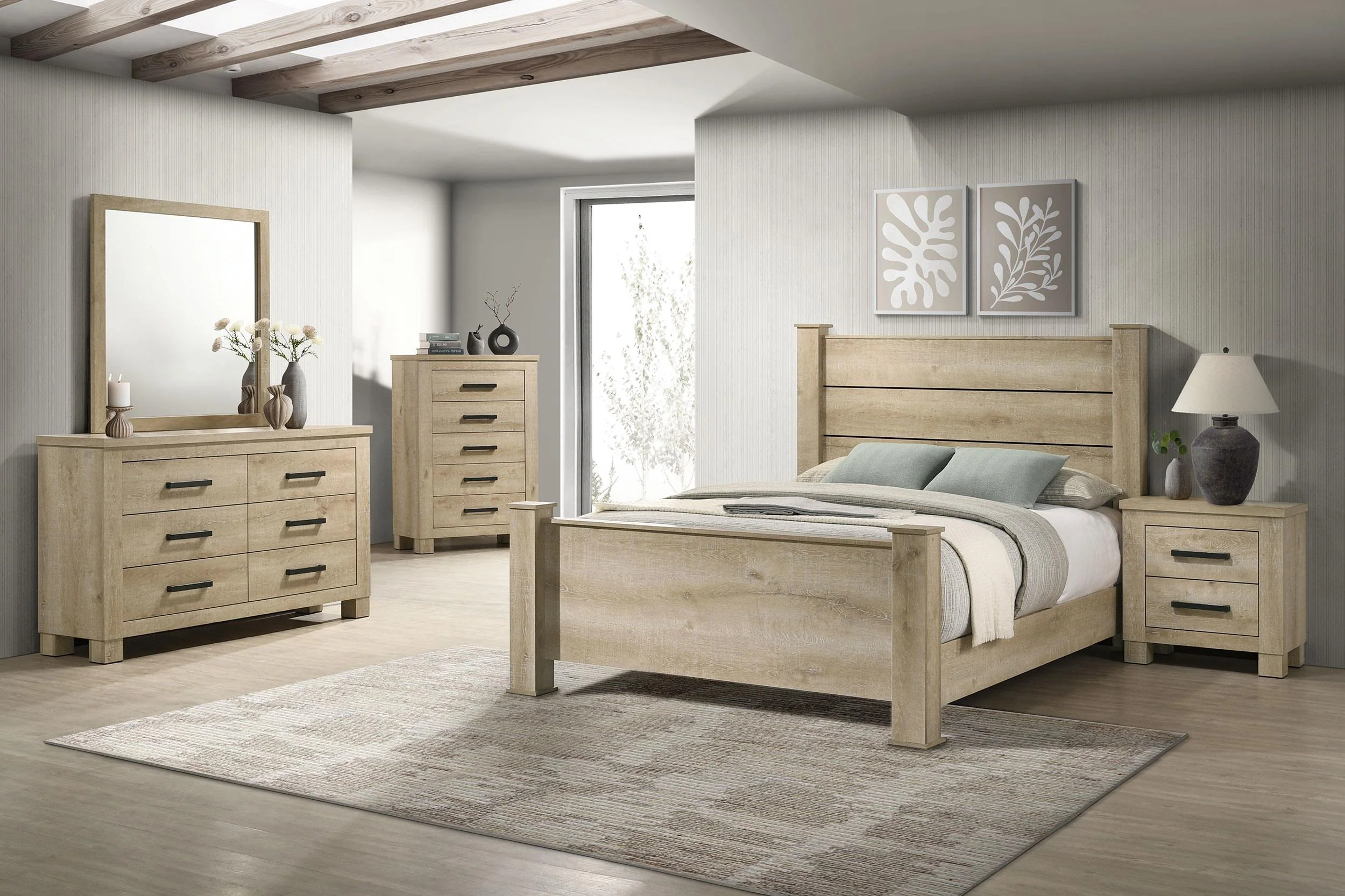Oakglen Weathered Oak California King Panel Bed - Image 10
