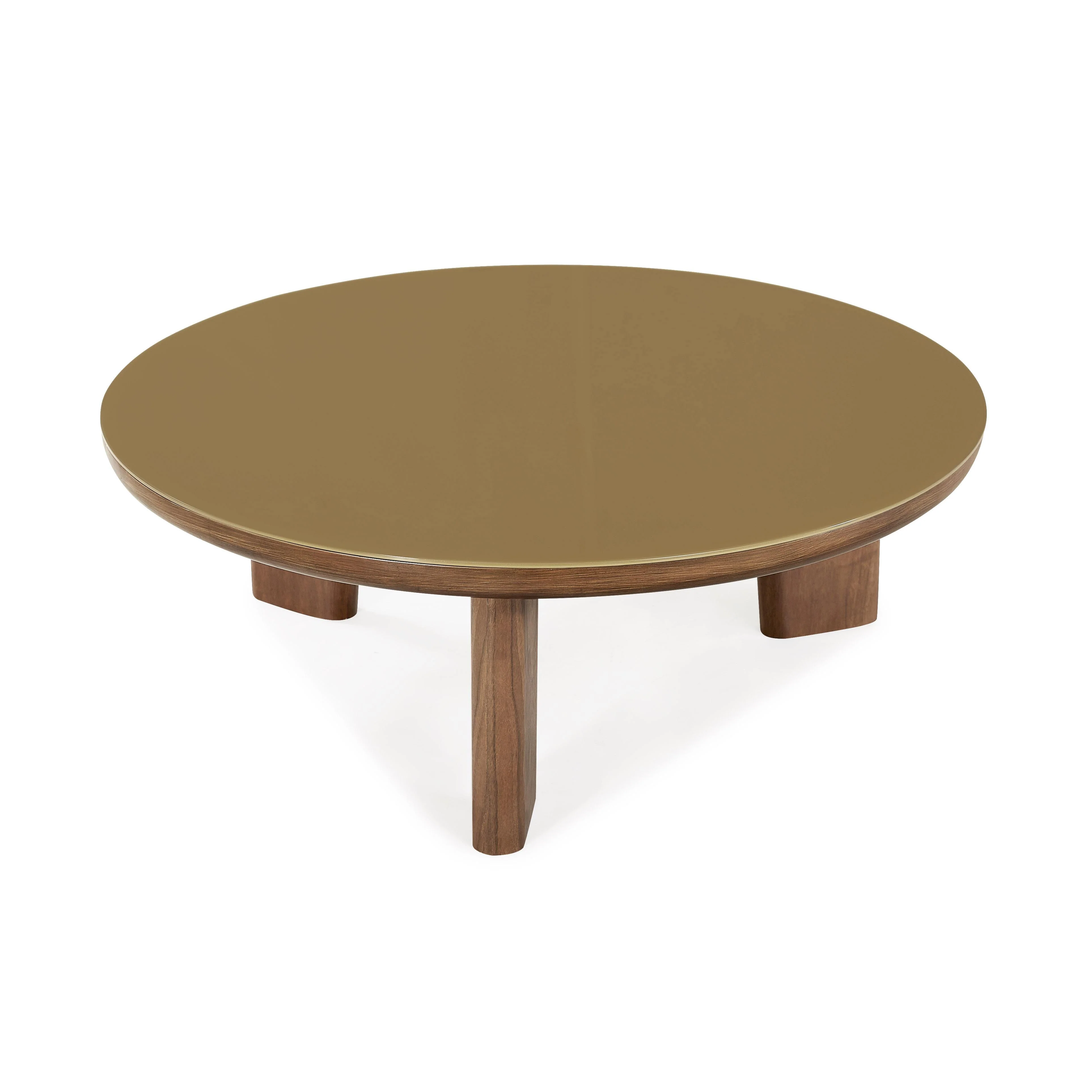 Oani Walnut and Glass Round Coffee Table - Image 3