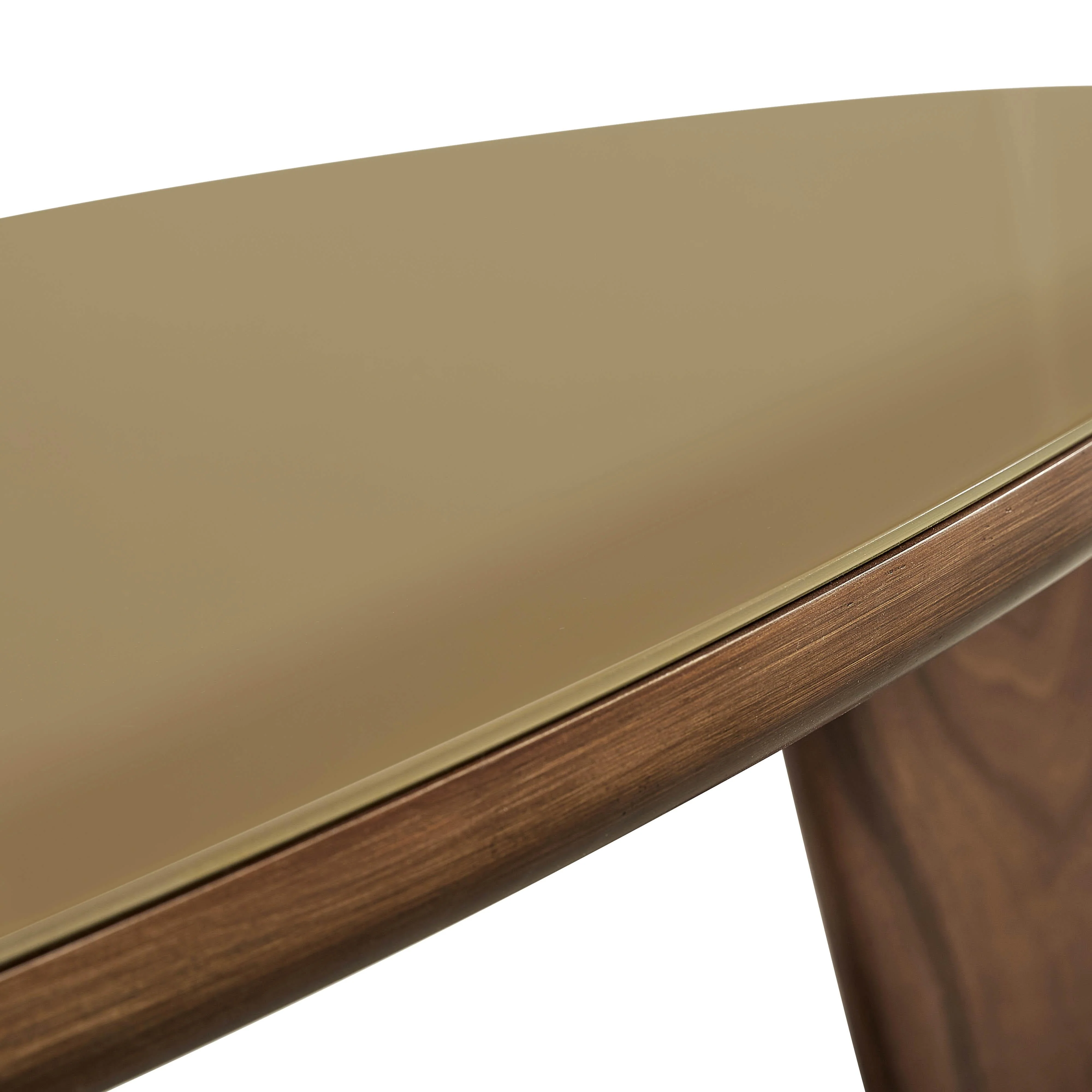 Oani Walnut and Glass Triangular Coffee Table - Image 6