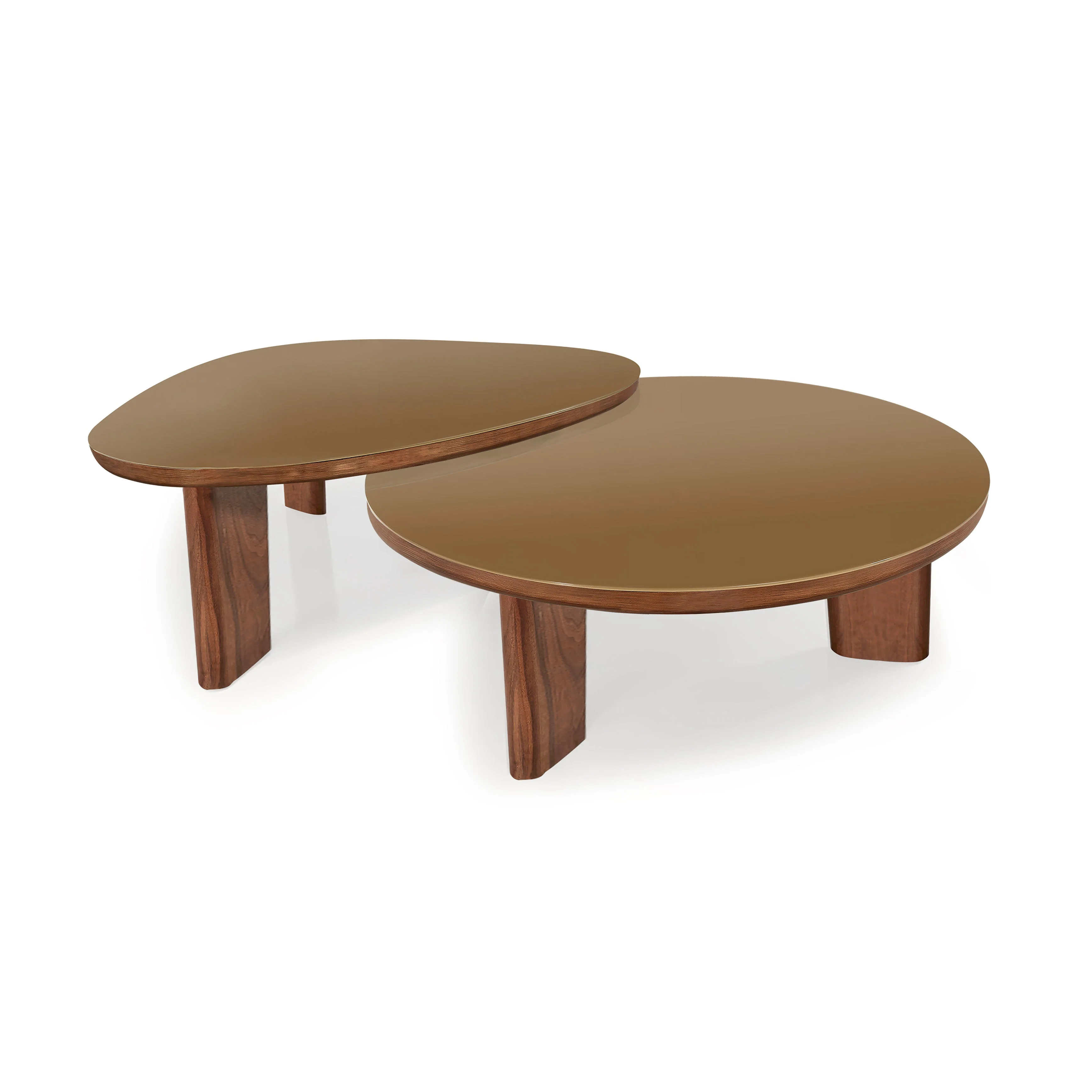 Oani Walnut and Glass Triangular Coffee Table - Image 8