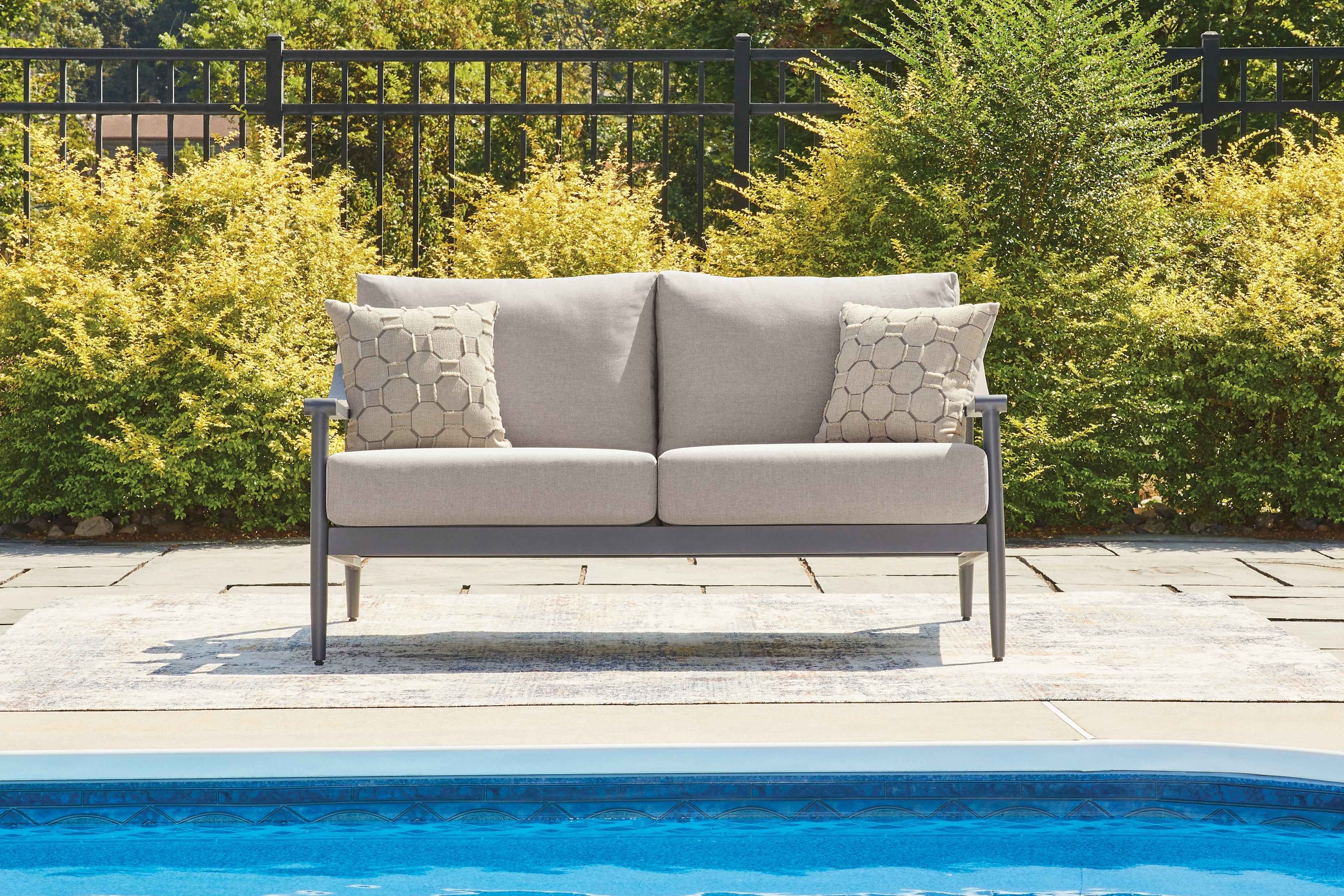 Ocean Beach Gray Outdoor Loveseat with Cushion