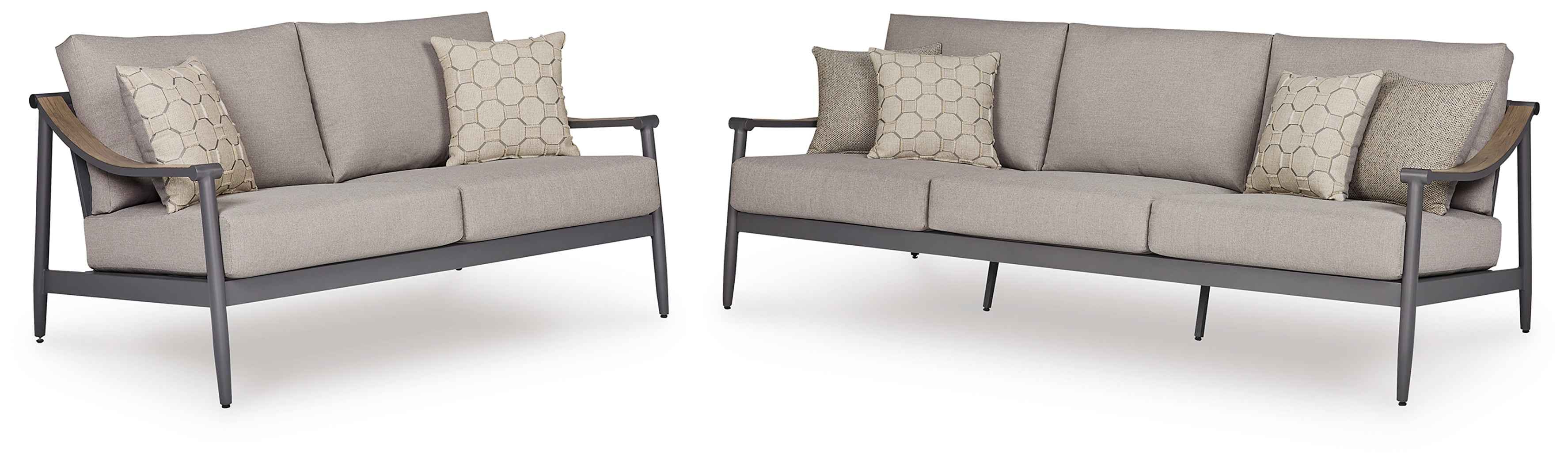 Ocean Beach Gray Outdoor Sofa and Loveseat