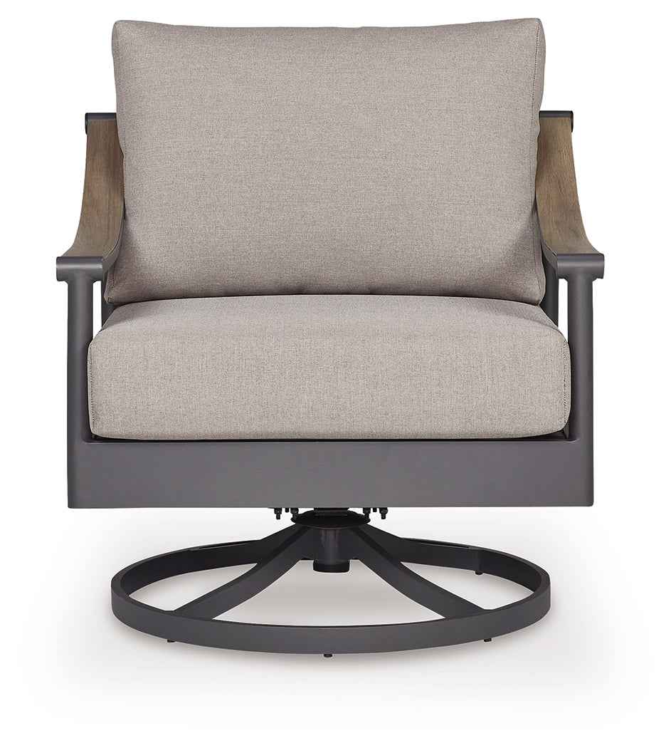 Ocean Beach Gray Outdoor Swivel Lounge with Cushion - Image 3