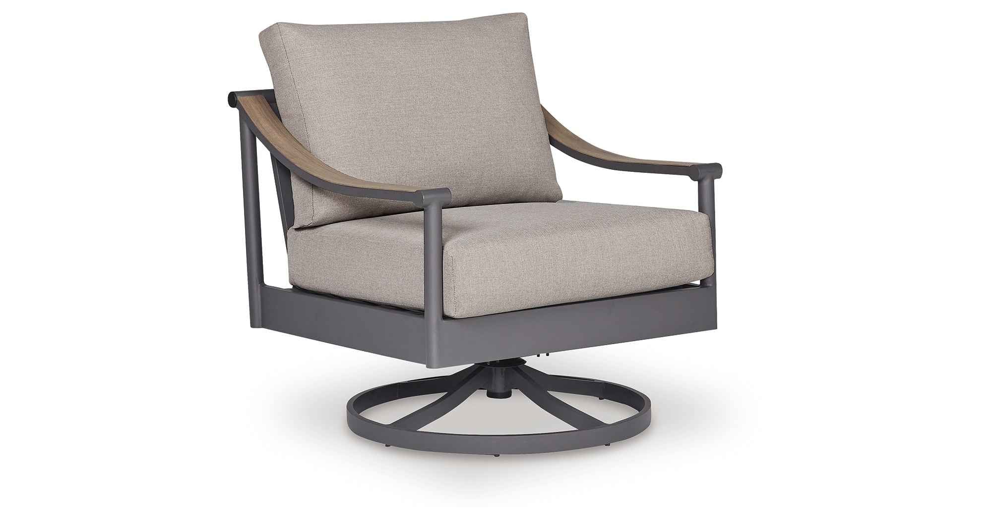 Ocean Beach Gray Outdoor Swivel Lounge with Cushion - Image 7