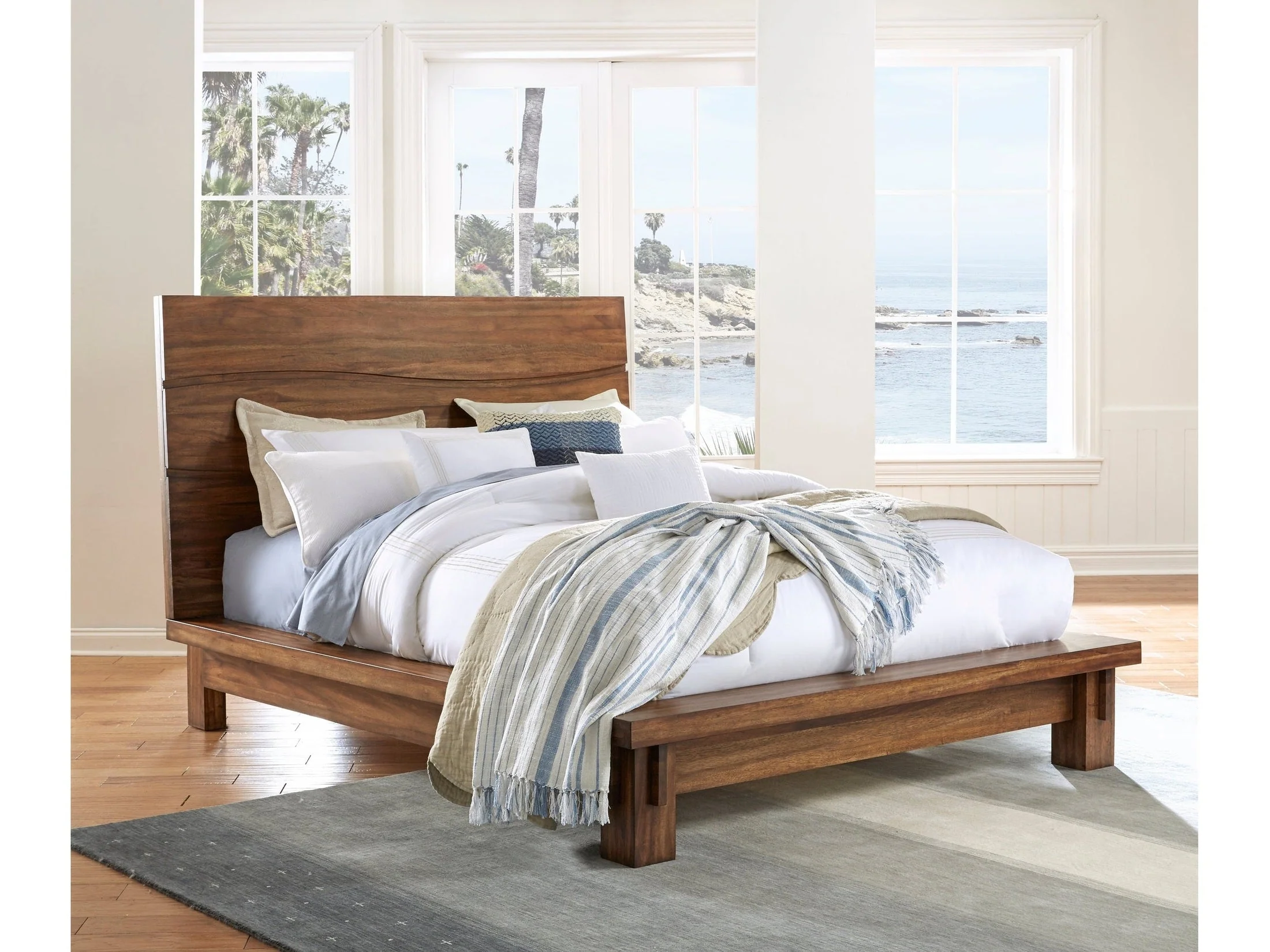 Ocean Solid Wood California King Platform Bed in Natural Sengon