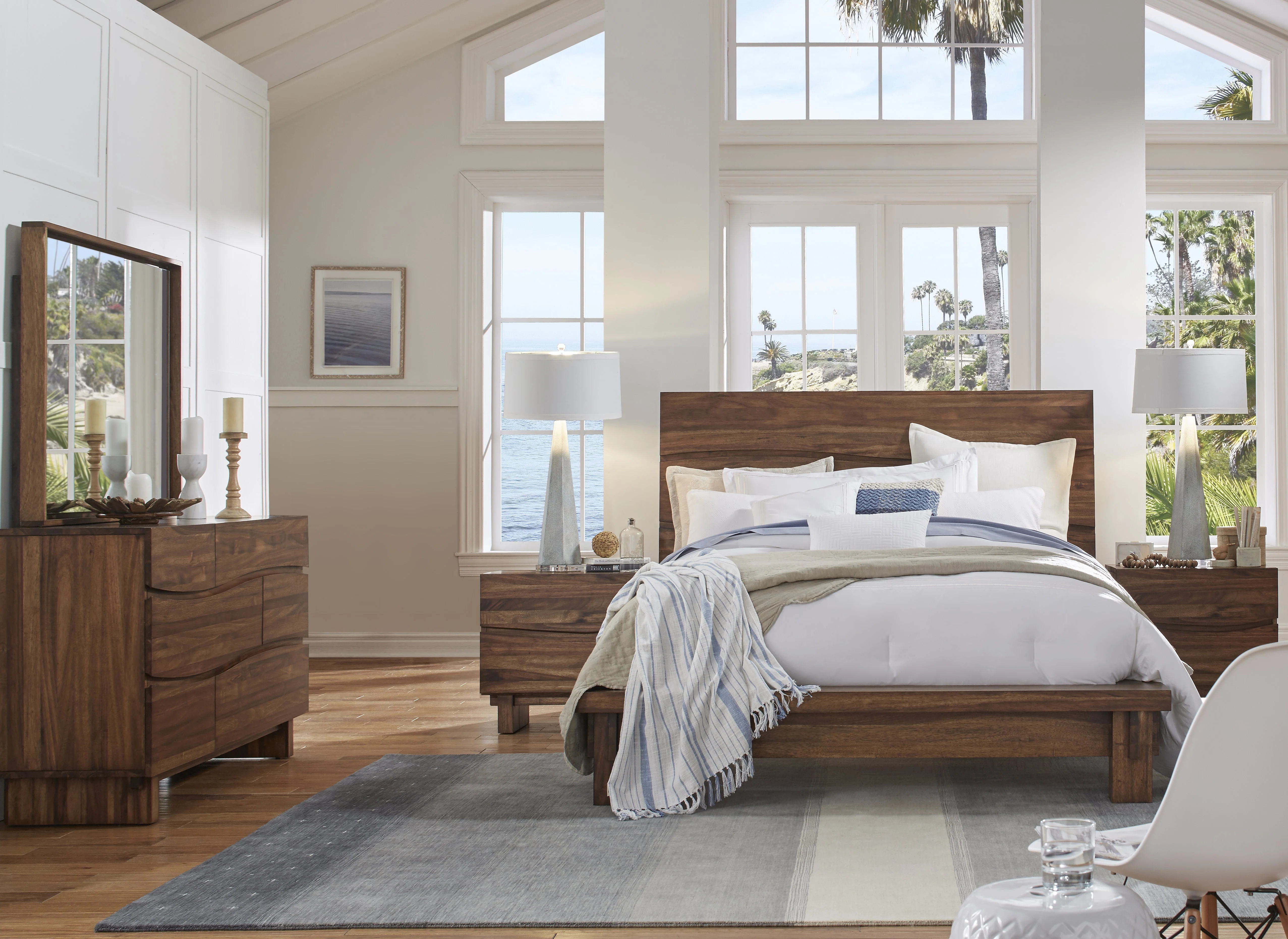 Ocean Solid Wood Eastern King Platform Bed in Natural Sengon - Image 3