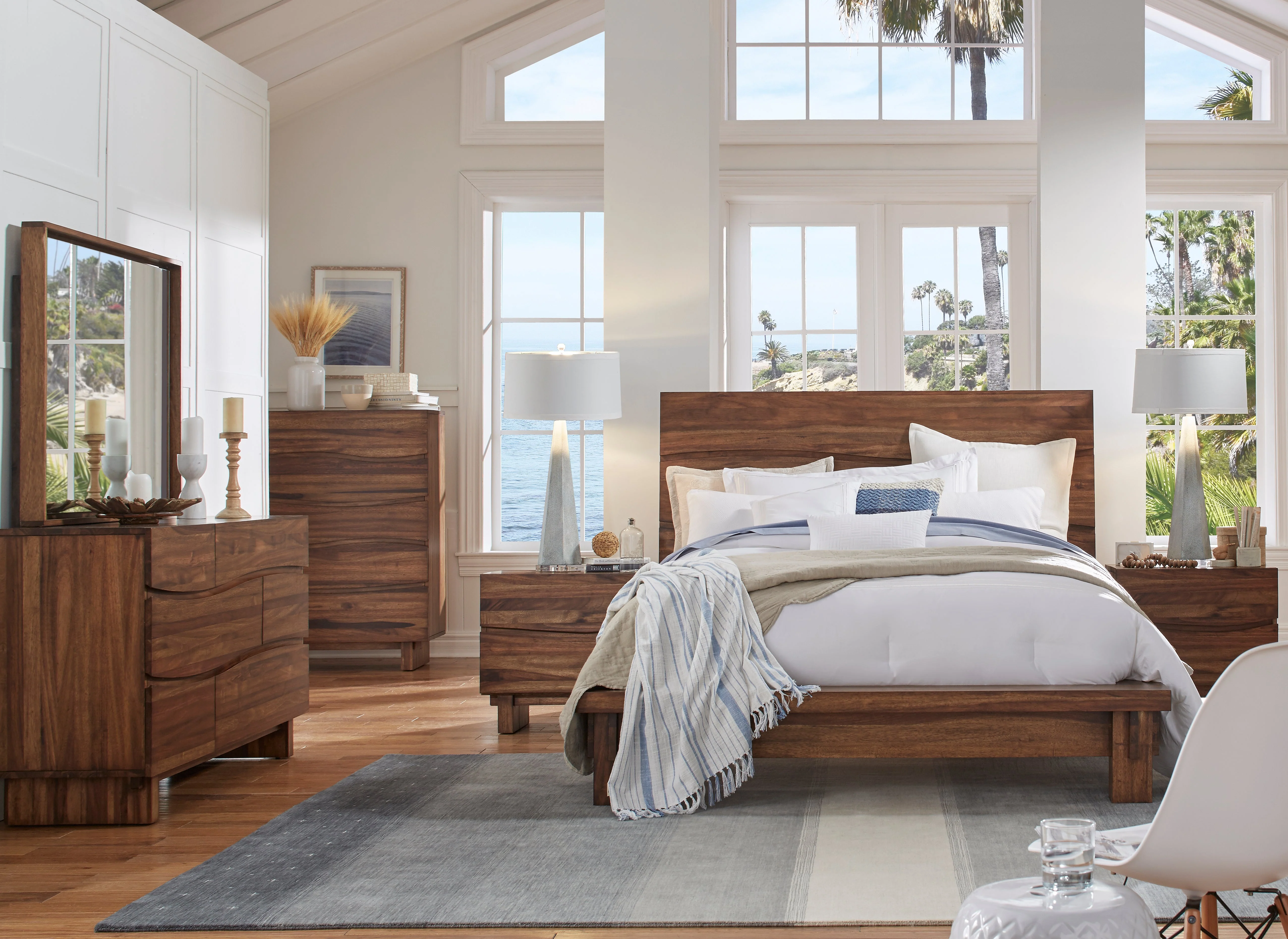 Ocean Solid Wood Queen Platform Bed in Natural Sengon - Image 2