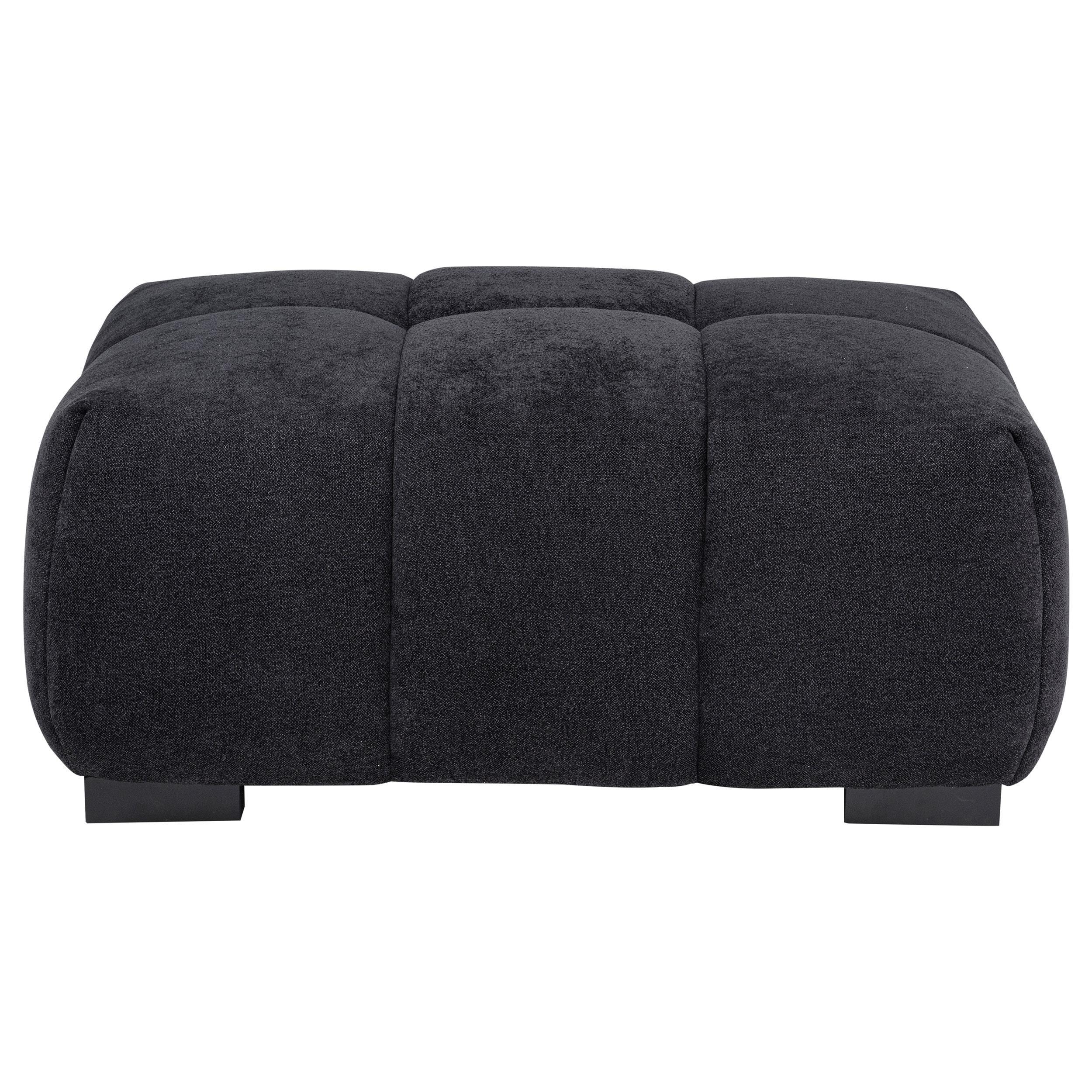 Octavia Black Fabric Rectangular Upholstered Ottoman - Image 2