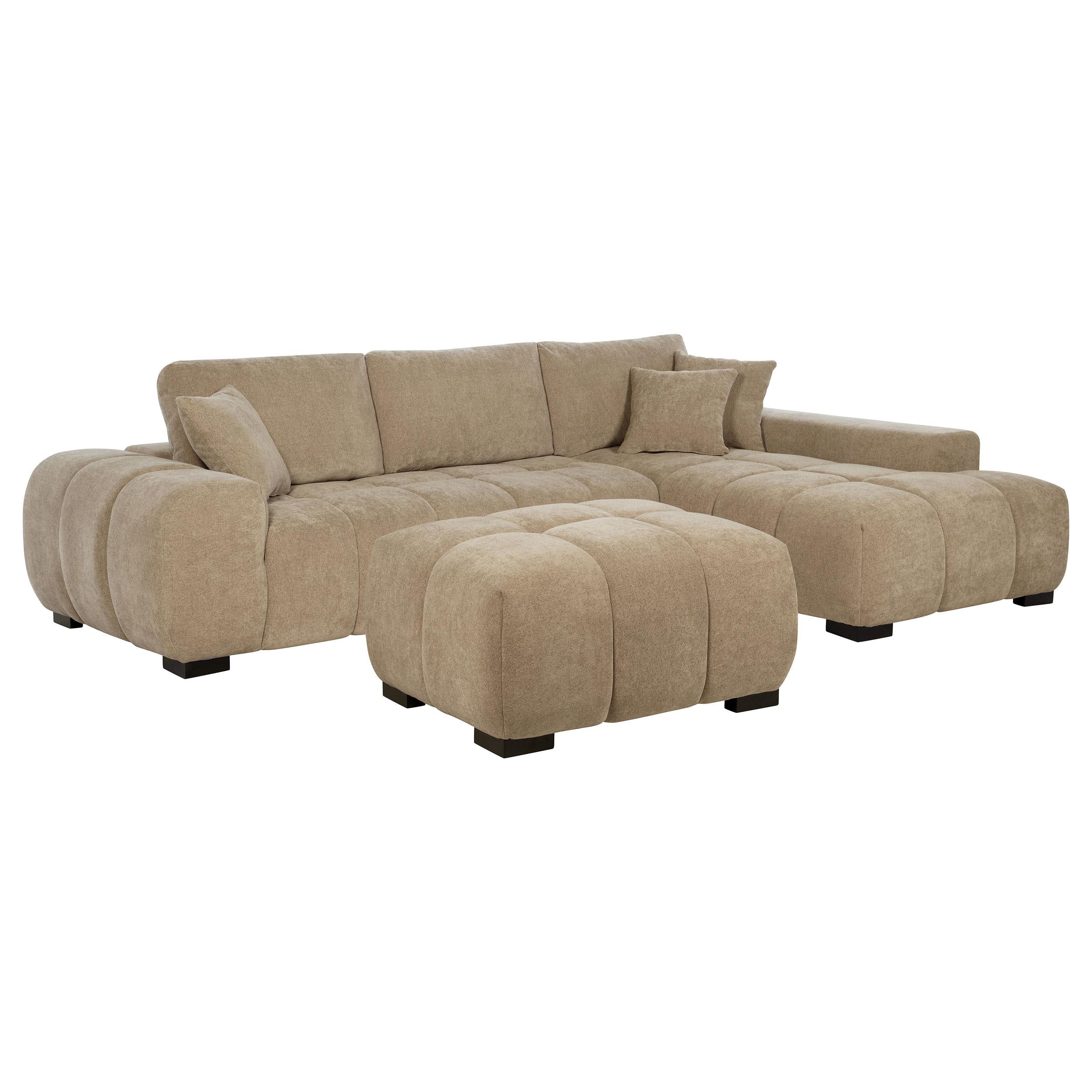 Octavia Camel Upholstered Rectangular Ottoman - Image 3