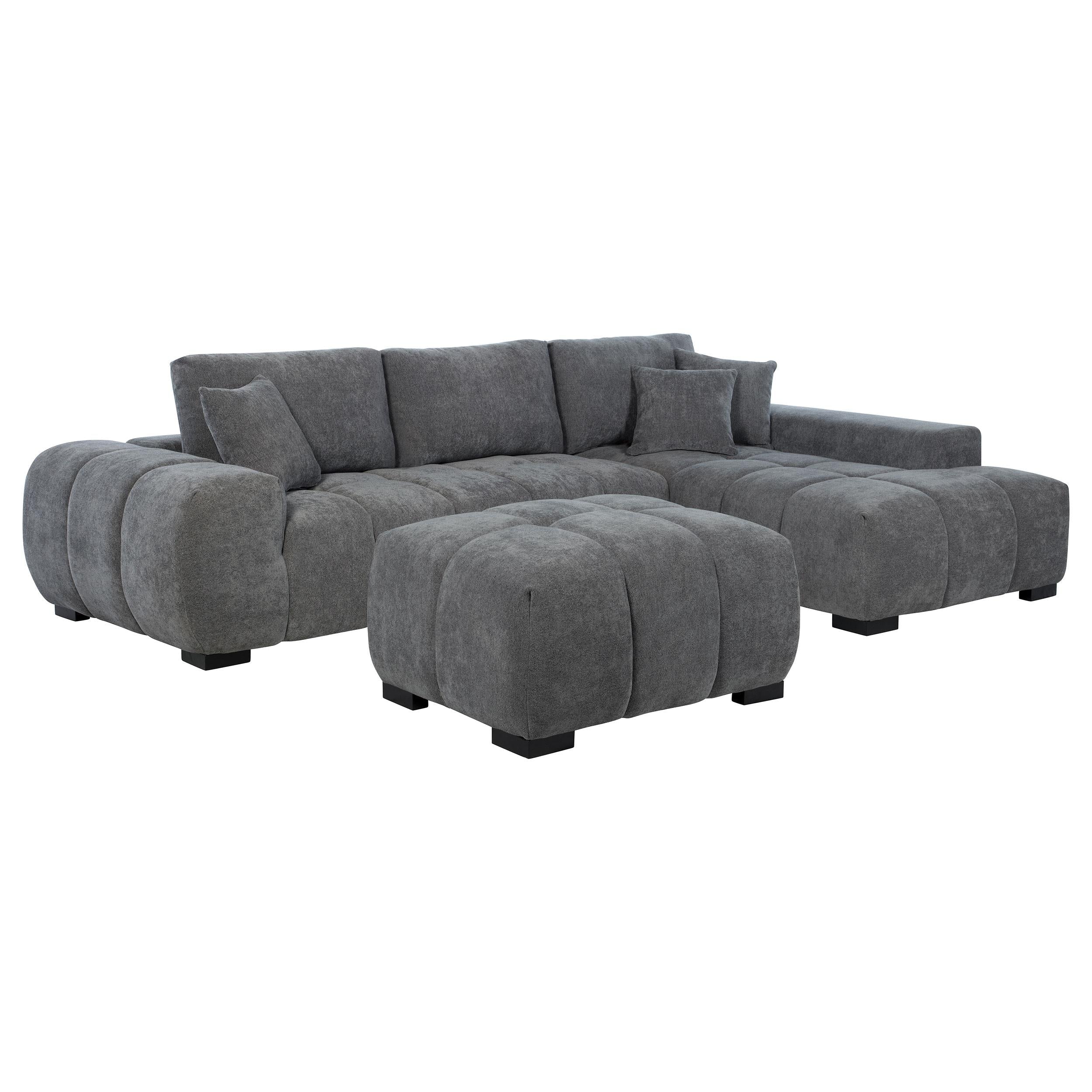 Octavia Charcoal Gray Upholstered Sectional Chaise Sofa - Image 2