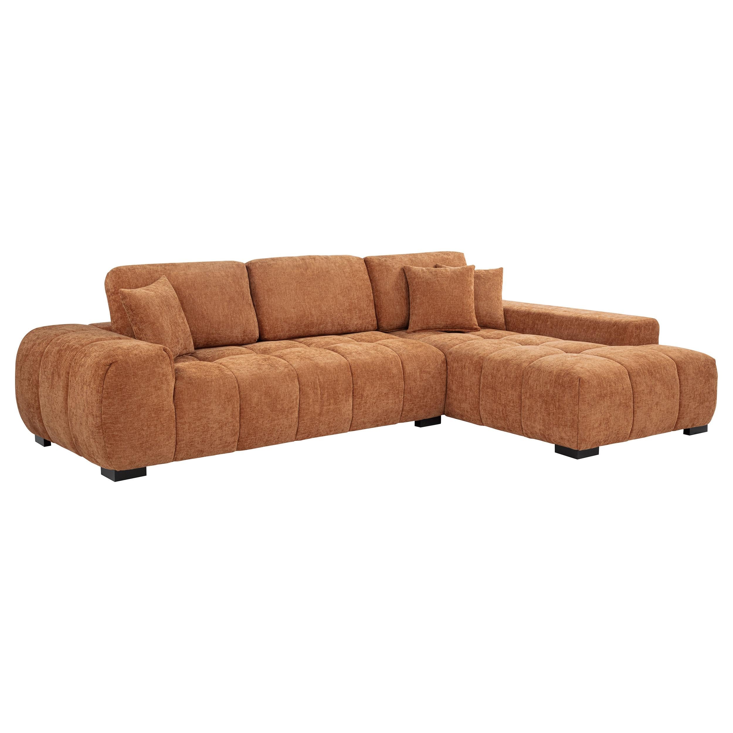 Octavia Orange Fabric Upholstered Sectional Chaise Sofa