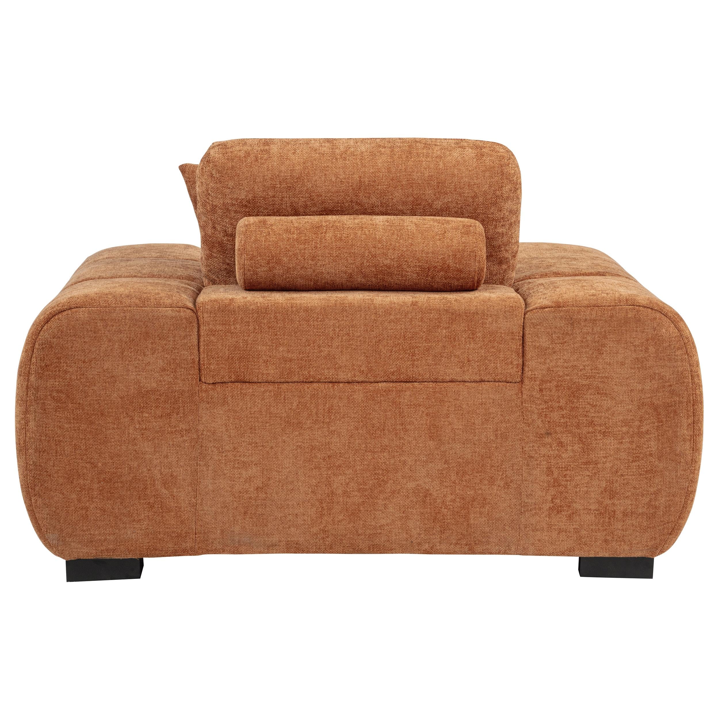 Octavia Orange Fabric Upholstered Track Arm Accent Chair - Image 4