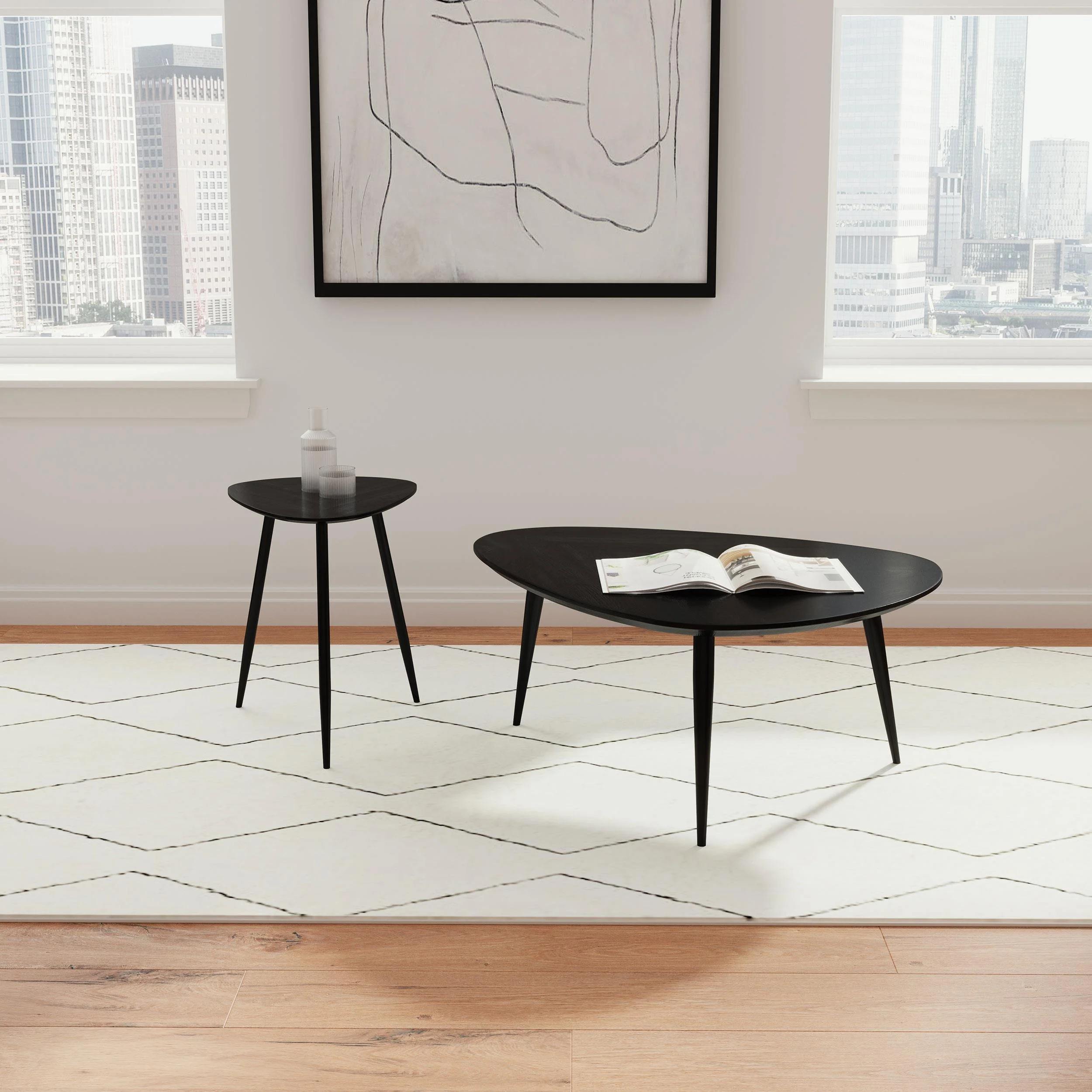 Odessa Black Triangular Solid Wood End Table - Image 12