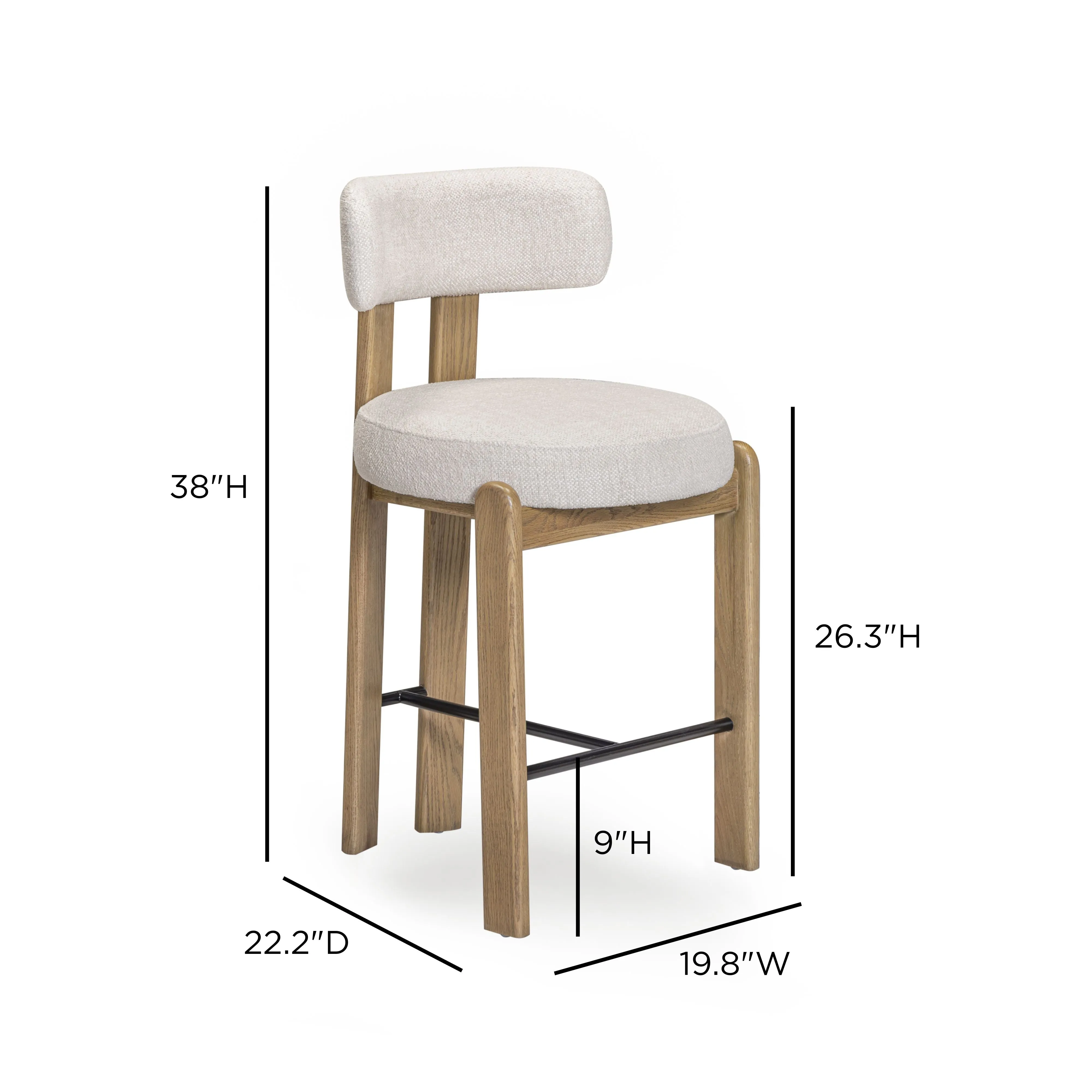 Odessa Cream Performance Fabric Counter Stool - Image 6